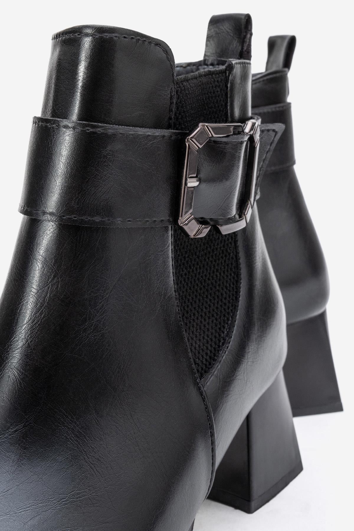 Sade Streçli Topuklu Bot SİYAH CİLT - Görsel 4