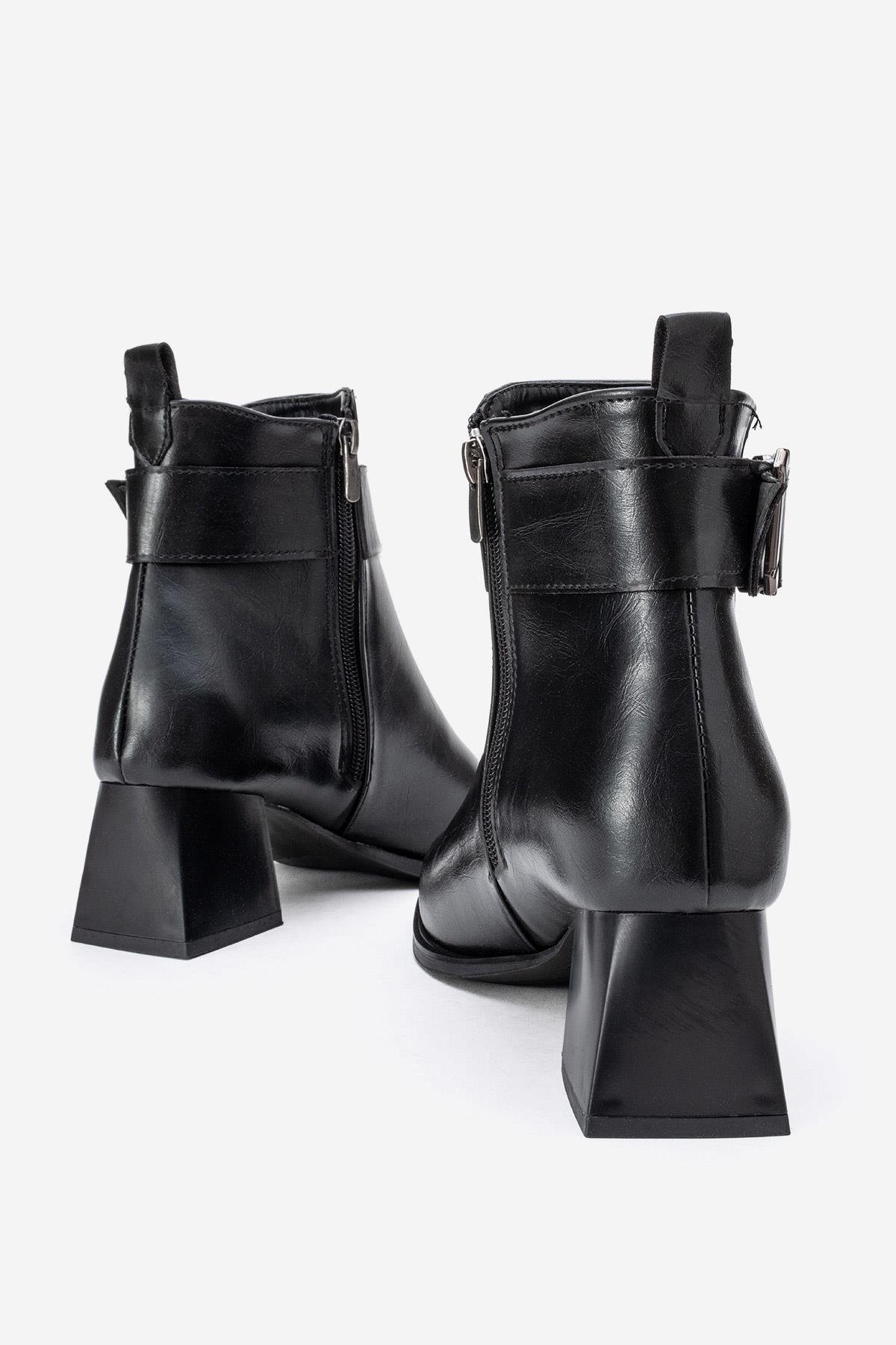 Sade Streçli Topuklu Bot SİYAH CİLT - Görsel 5