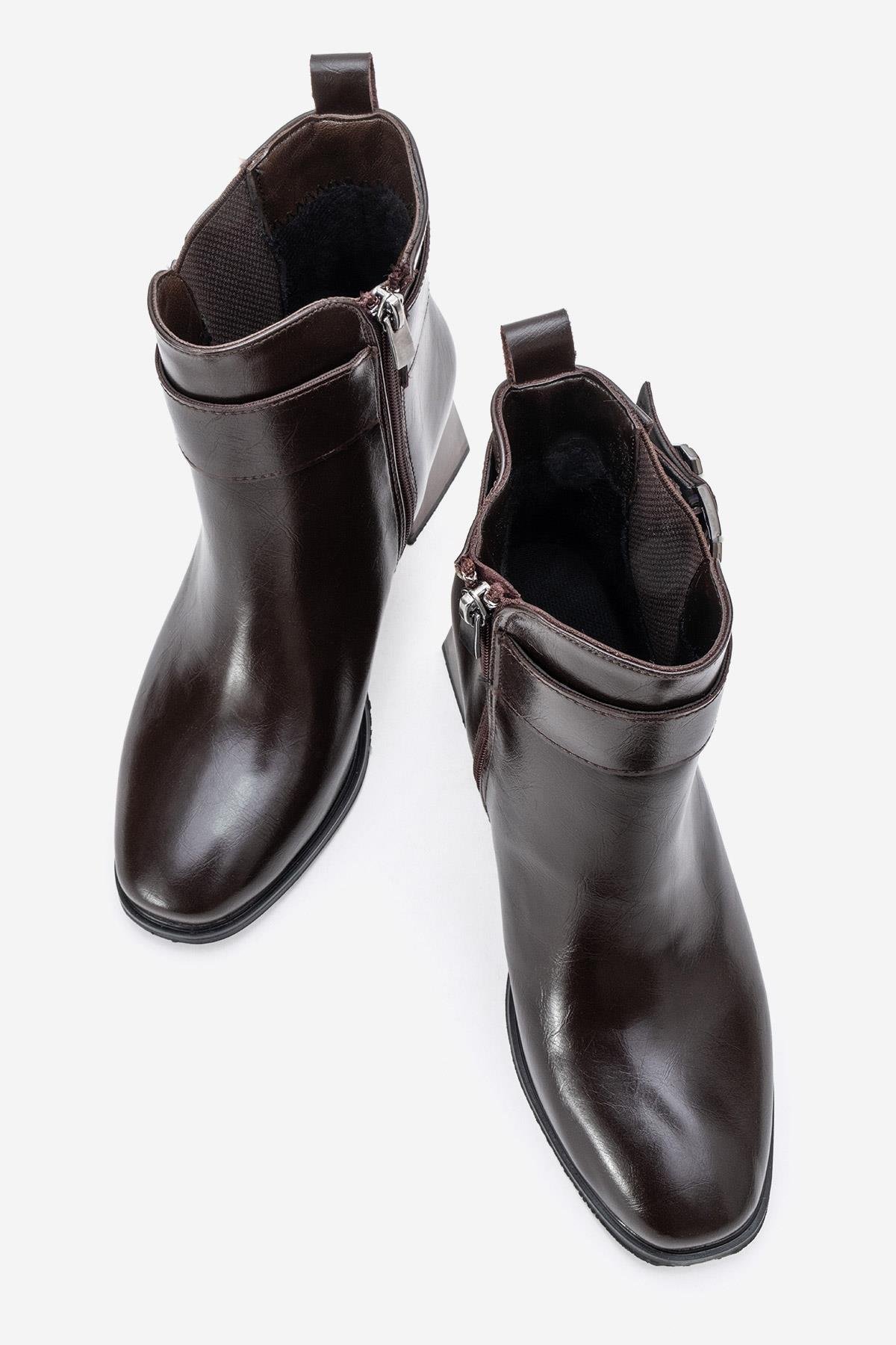 Sade Streçli Topuklu Bot KAHVE CİLT - Görsel 6