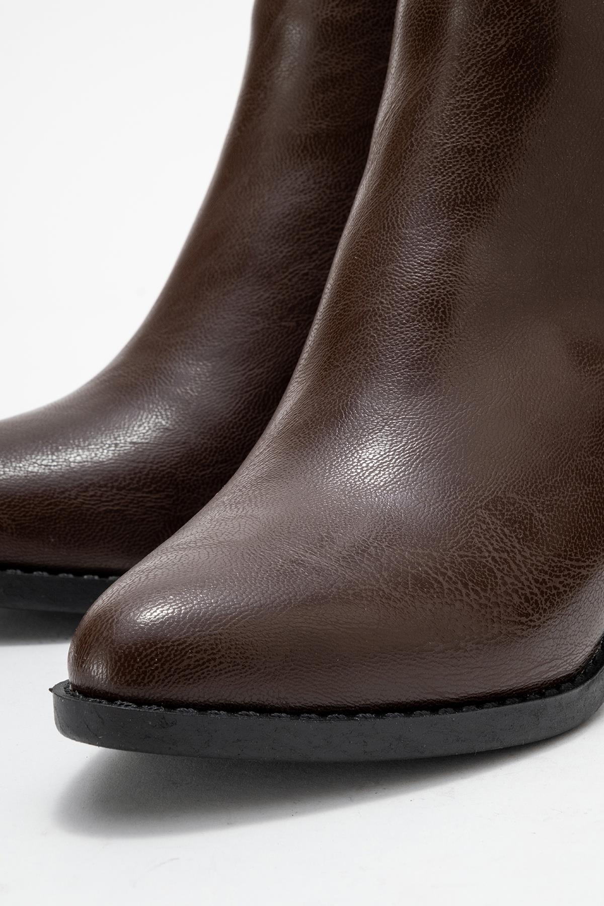 Kadın Taşlı Bot KAHVE CİLT - Görsel 4