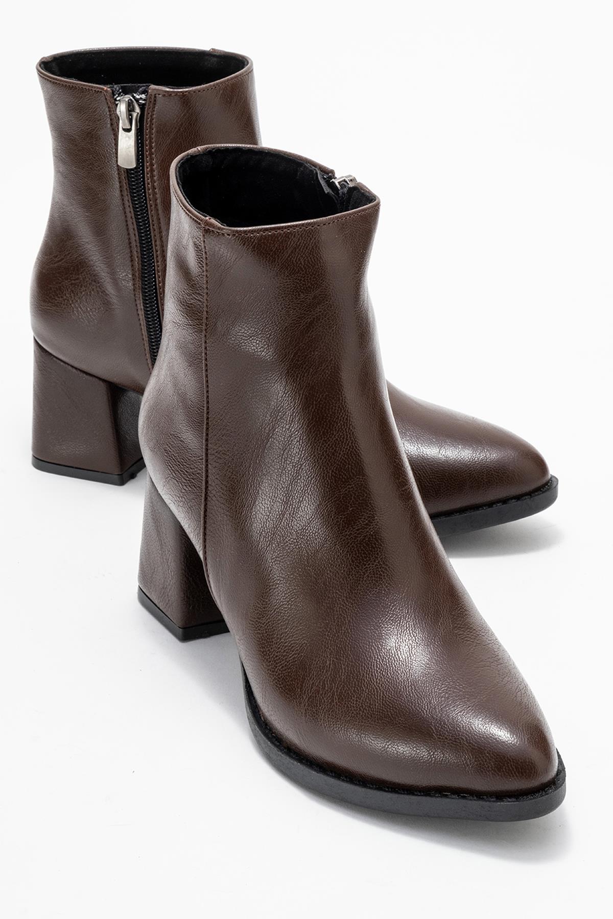 Kadın Topuklu Bot KAHVE CİLT - Görsel 2