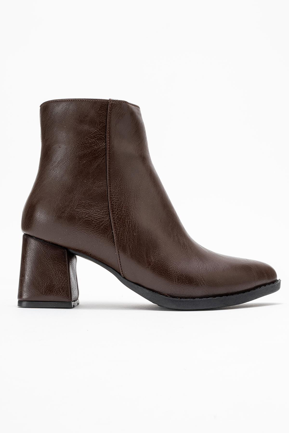 Kadın Topuklu Bot KAHVE CİLT - Görsel 3