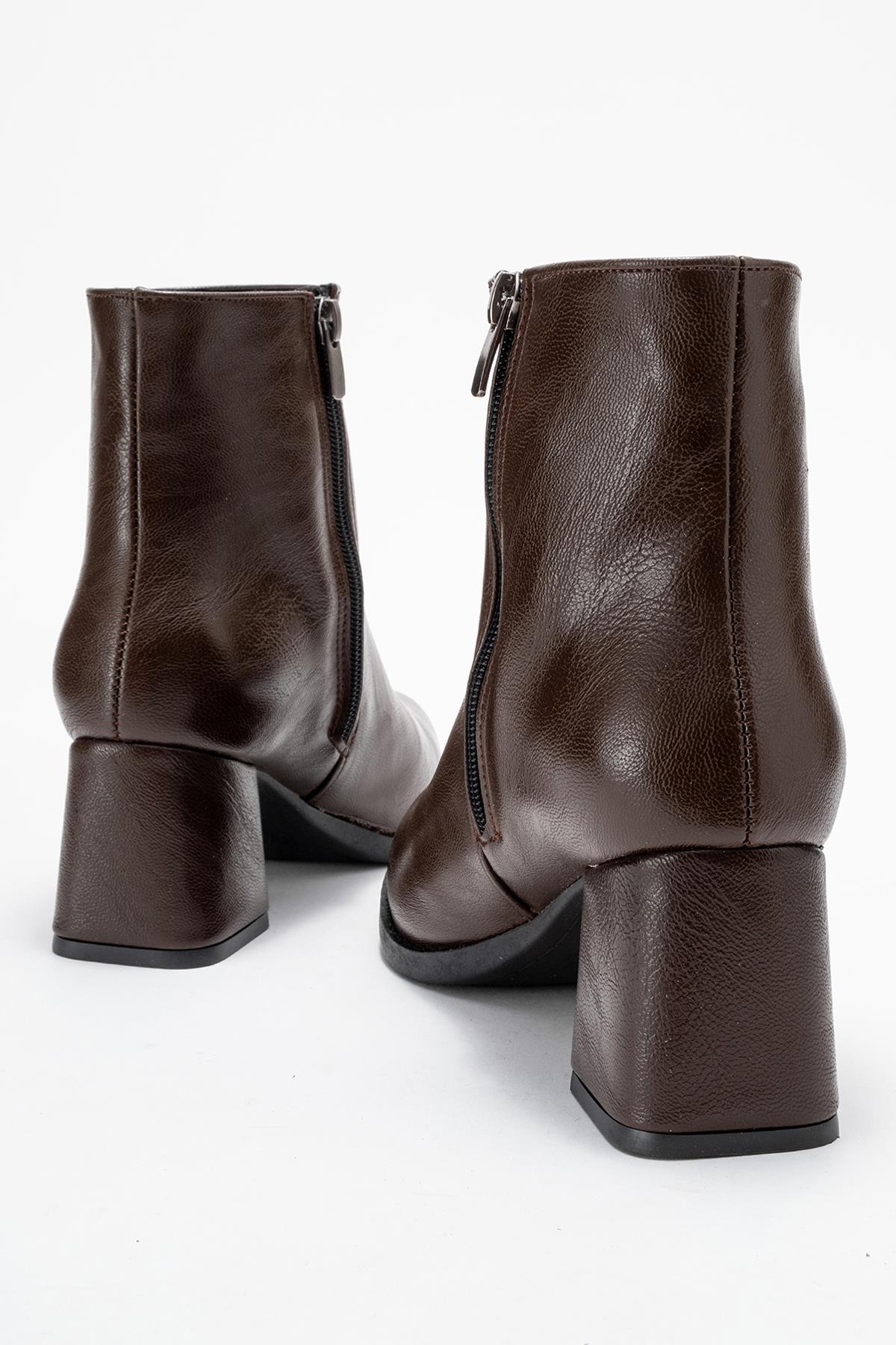 Kadın Topuklu Bot KAHVE CİLT - Görsel 4