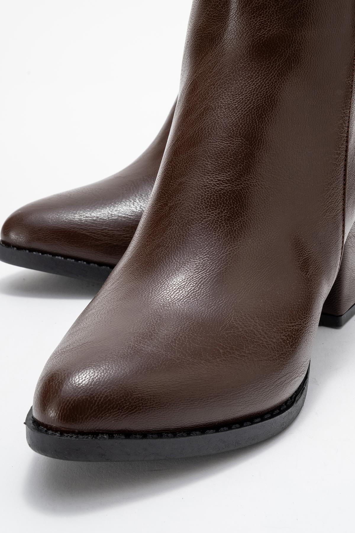 Kadın Topuklu Bot KAHVE CİLT - Görsel 5