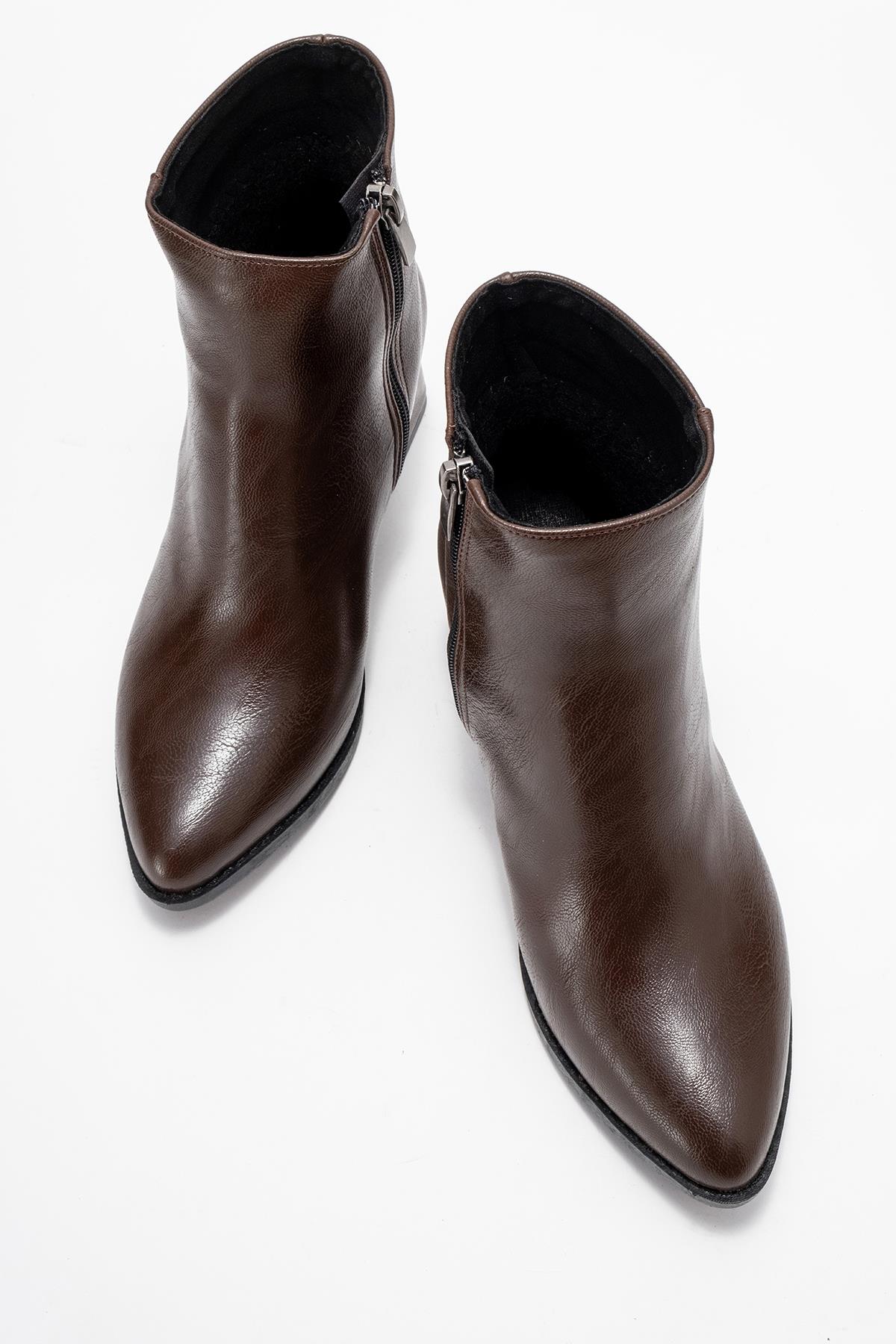 Kadın Topuklu Bot KAHVE CİLT - Görsel 6