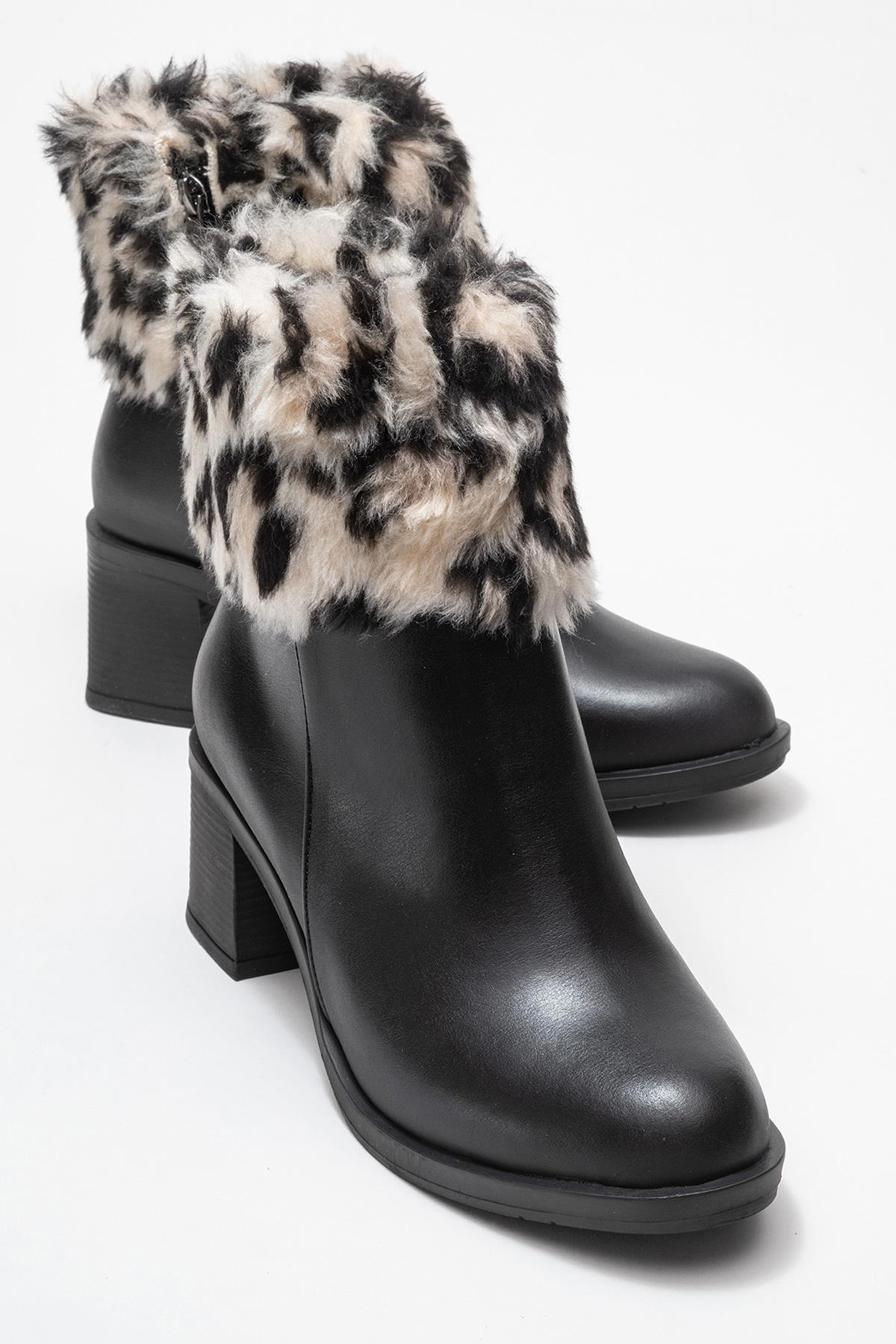 Kadın Topuklu Kürklü Boğazlı Bot SİYAH CİLT - Görsel 2