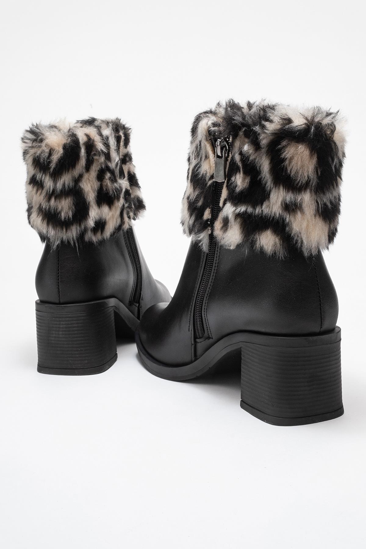 Kadın Topuklu Kürklü Boğazlı Bot SİYAH CİLT - Görsel 5