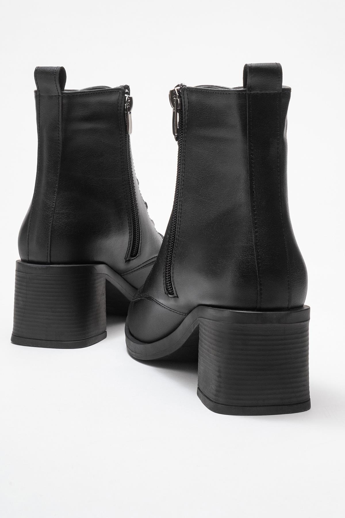 Kadın Topuklu Kancalı Bağcıklı Bot SİYAH CİLT - Görsel 6