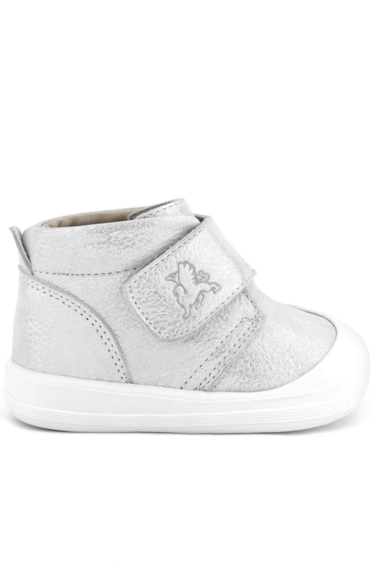 Yoohoo Hakiki Deri Beyaz Simli Cırtlı Unisex Bebek Bot - Görsel 5