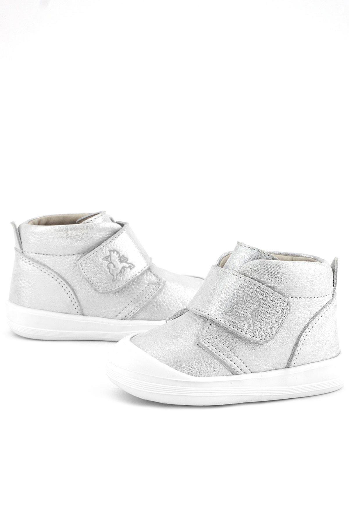 Yoohoo Hakiki Deri Beyaz Simli Cırtlı Unisex Bebek Bot - Görsel 10