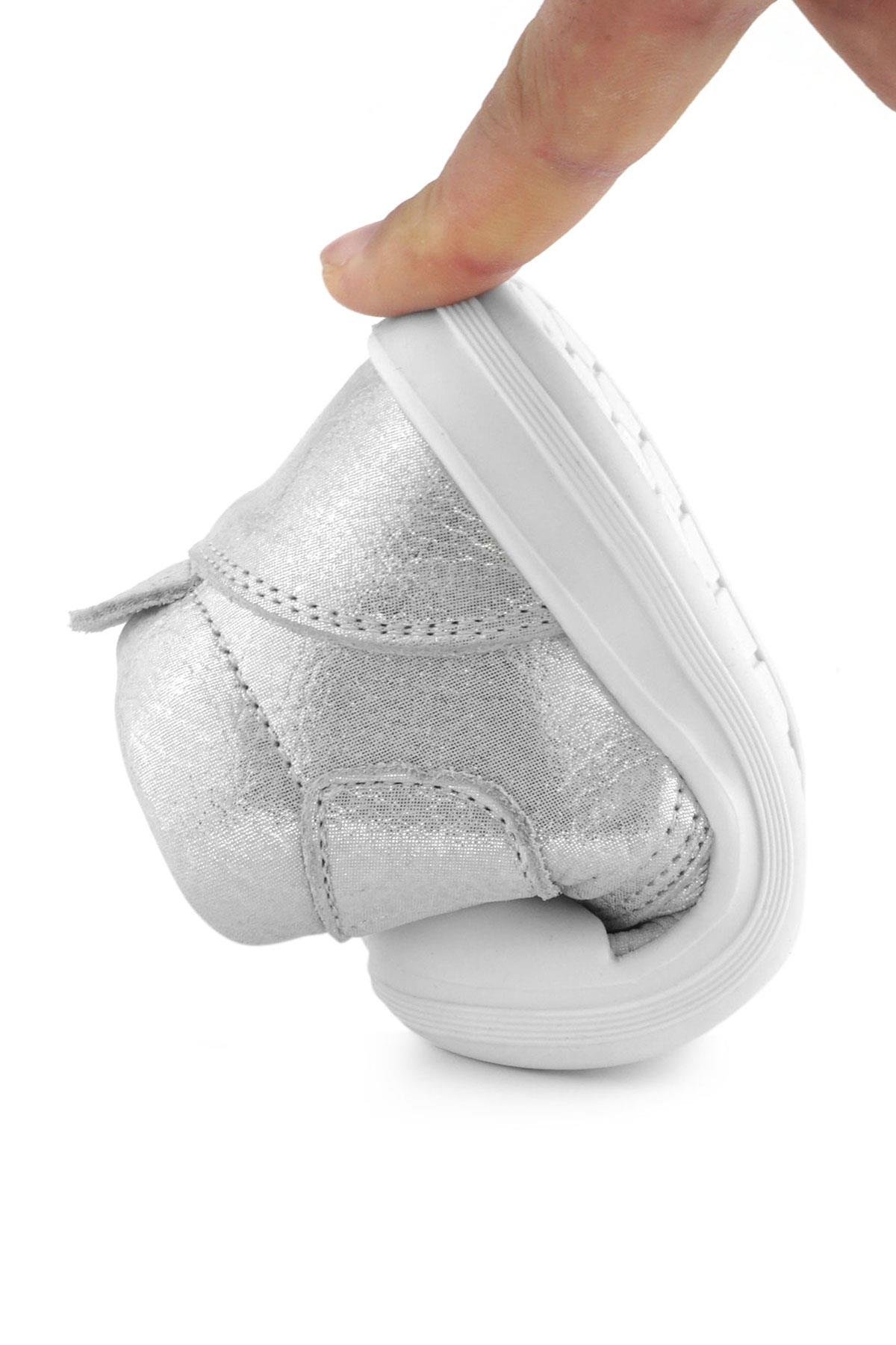 Yoohoo Hakiki Deri Beyaz Simli Cırtlı Unisex Bebek Bot - Görsel 11