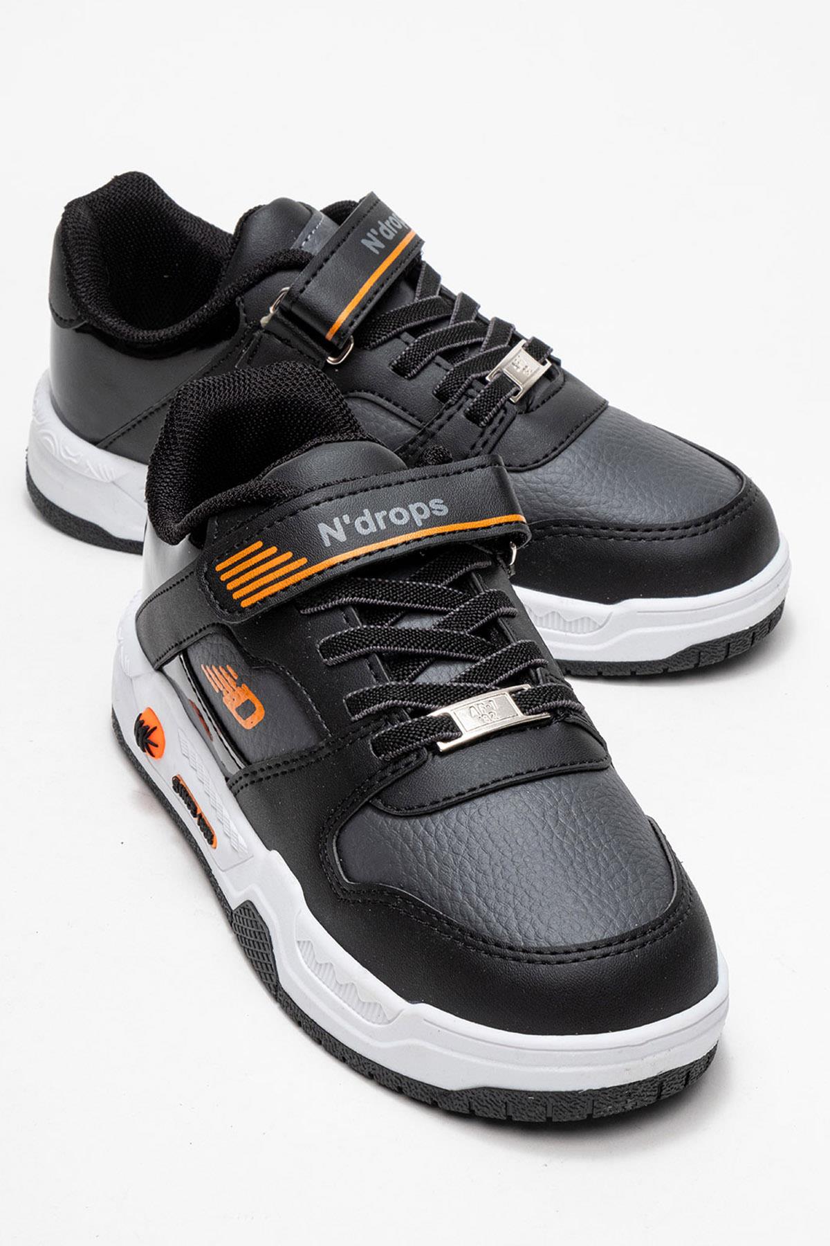 Cırtlı Çocuk Spor Ayakkabı ; SİYAH ORANJ - Görsel 2