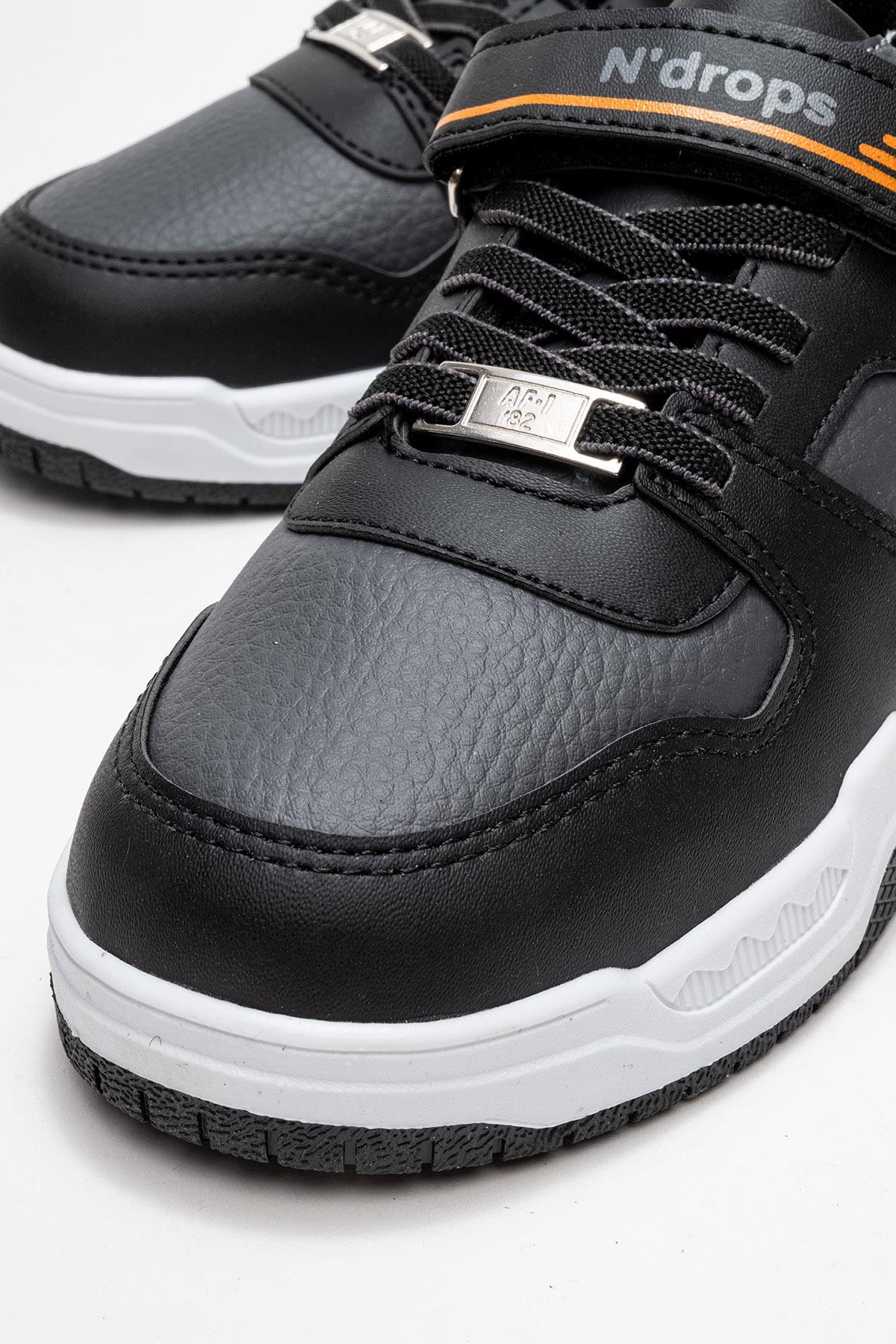 Cırtlı Çocuk Spor Ayakkabı ; SİYAH ORANJ - Görsel 4