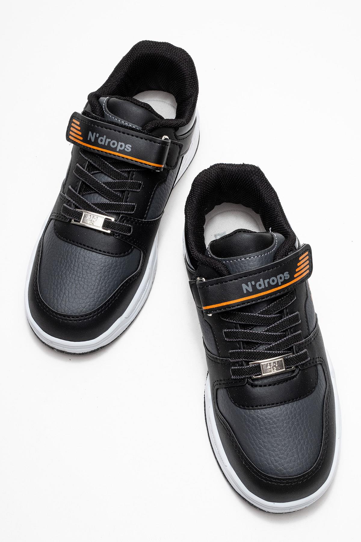 Cırtlı Çocuk Spor Ayakkabı ; SİYAH ORANJ - Görsel 8