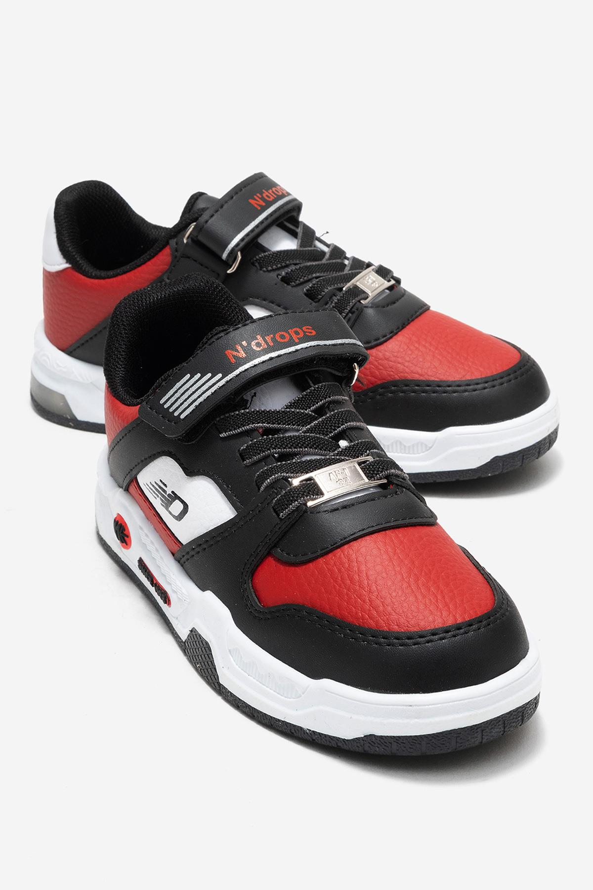 Cırtlı Çocuk Spor Ayakkabı ; SİYAH KIRMIZI - Görsel 2