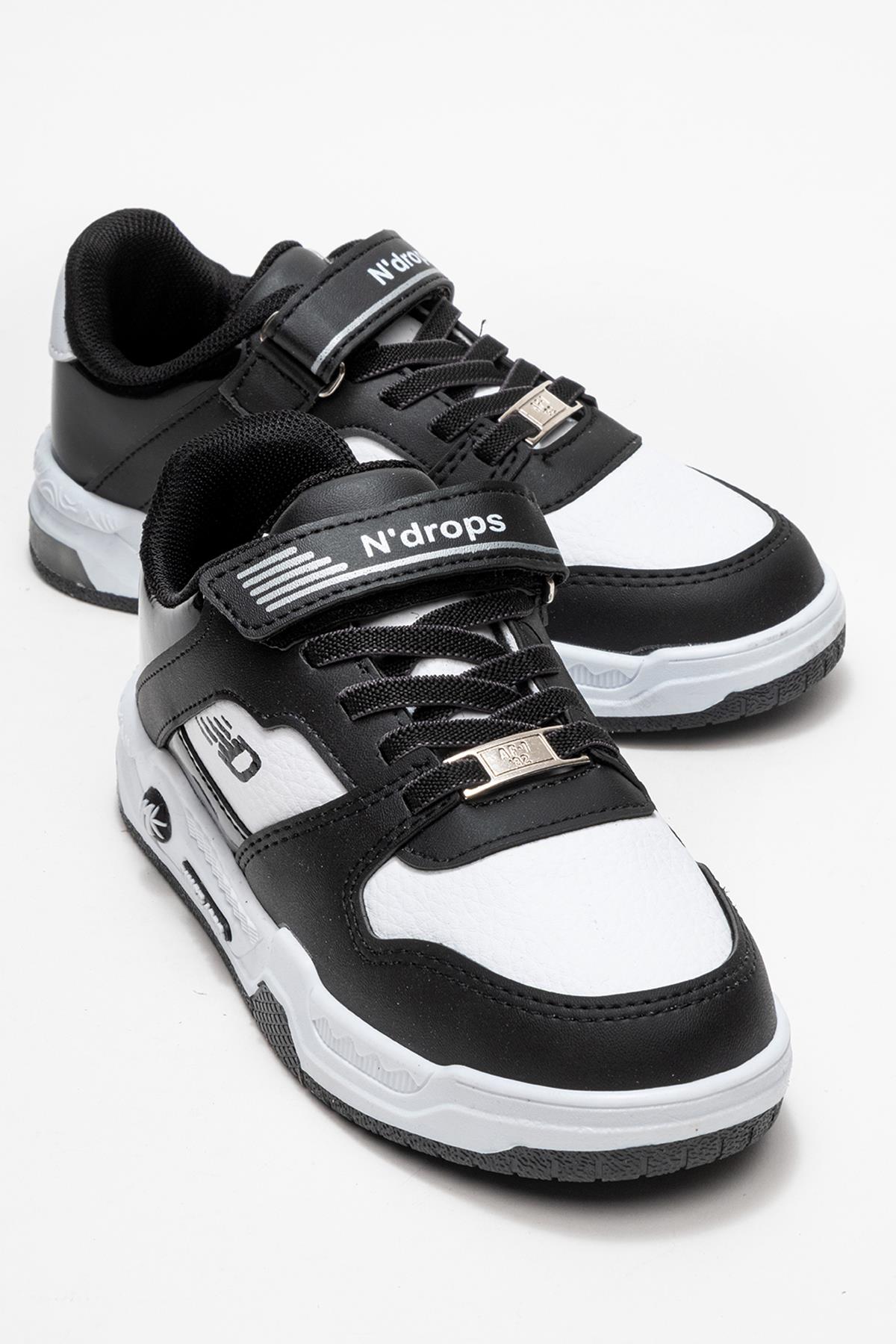 Cırtlı Çocuk Spor Ayakkabı ; BEYAZ SİYAH - Görsel 2