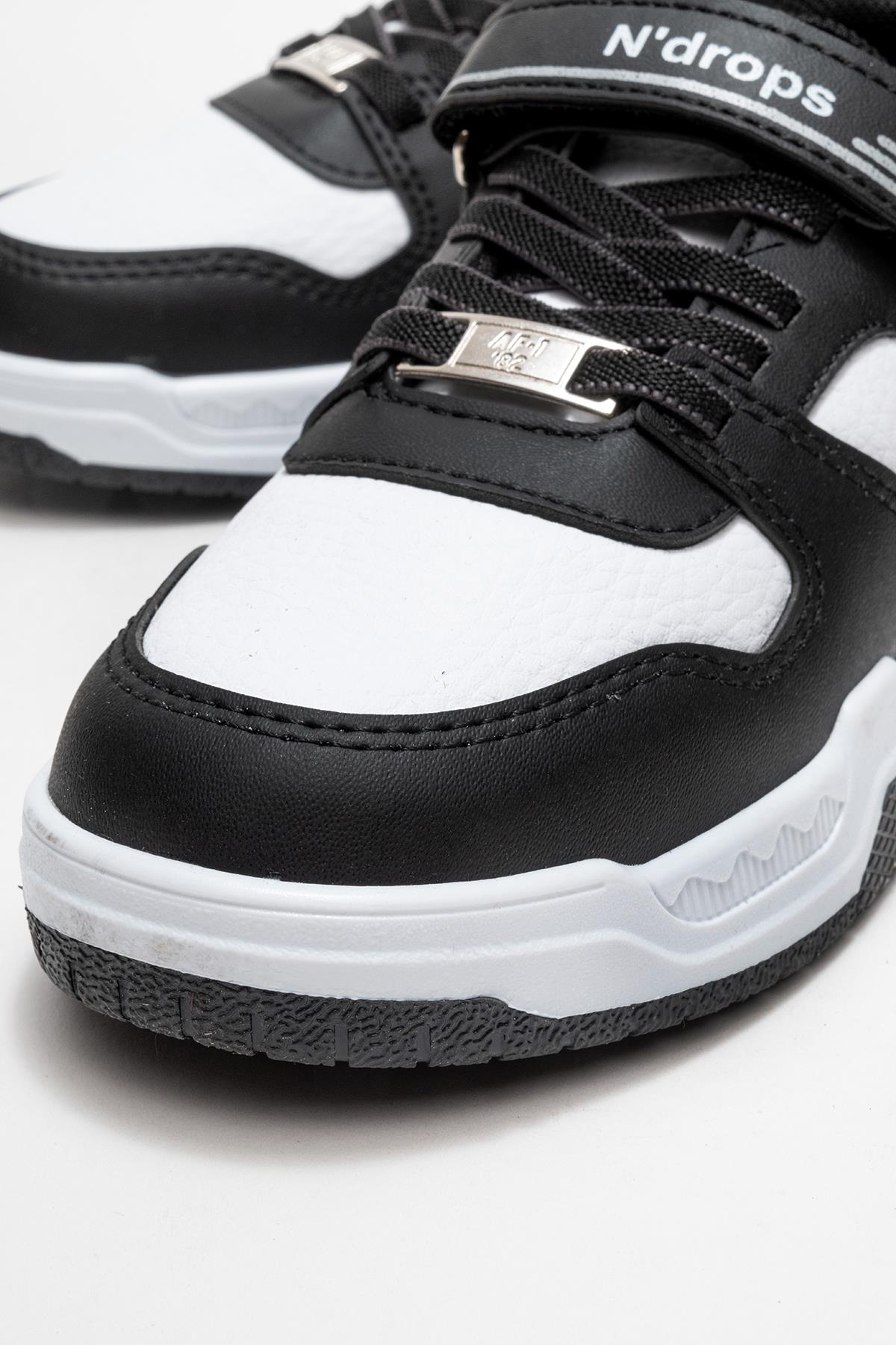 Cırtlı Çocuk Spor Ayakkabı ; BEYAZ SİYAH - Görsel 4