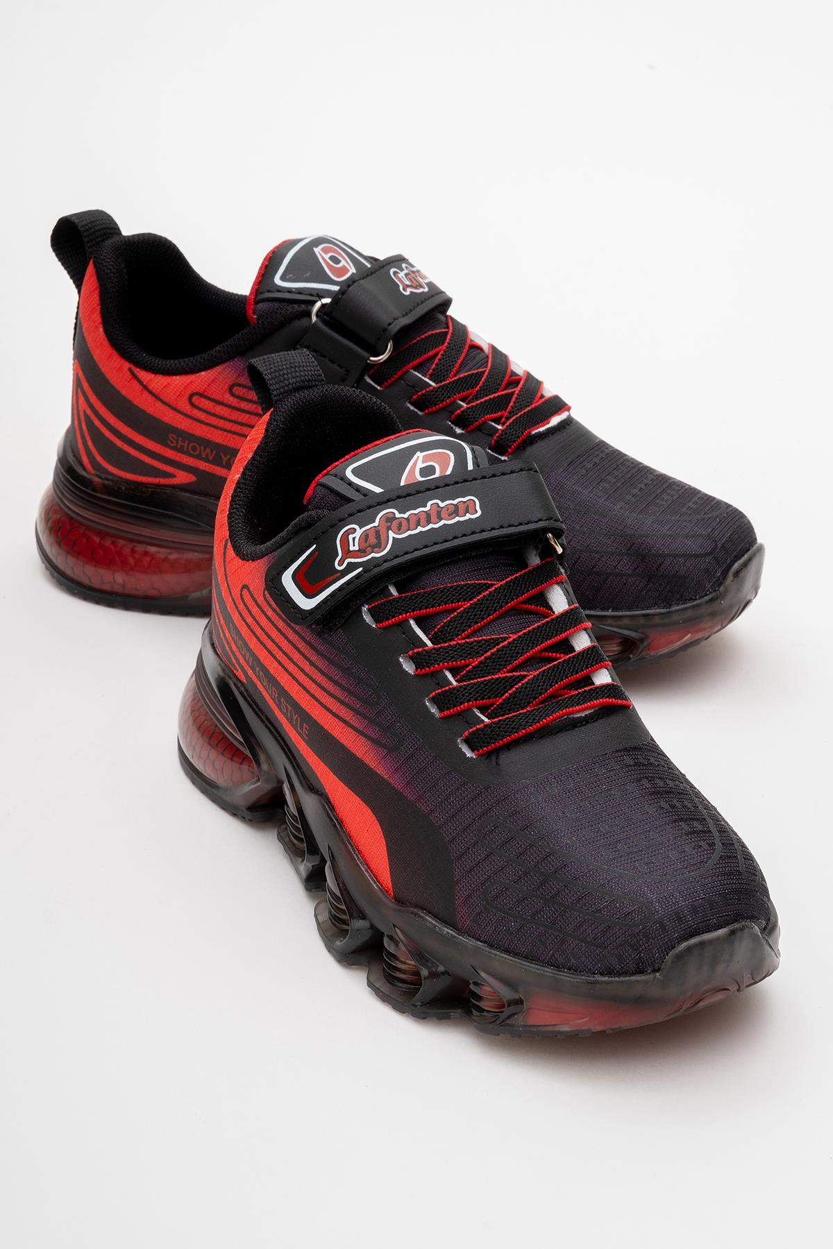 Çocuk Anorak Spor Ayakkabı 31-35 SİYAH KIRMIZI - Görsel 2