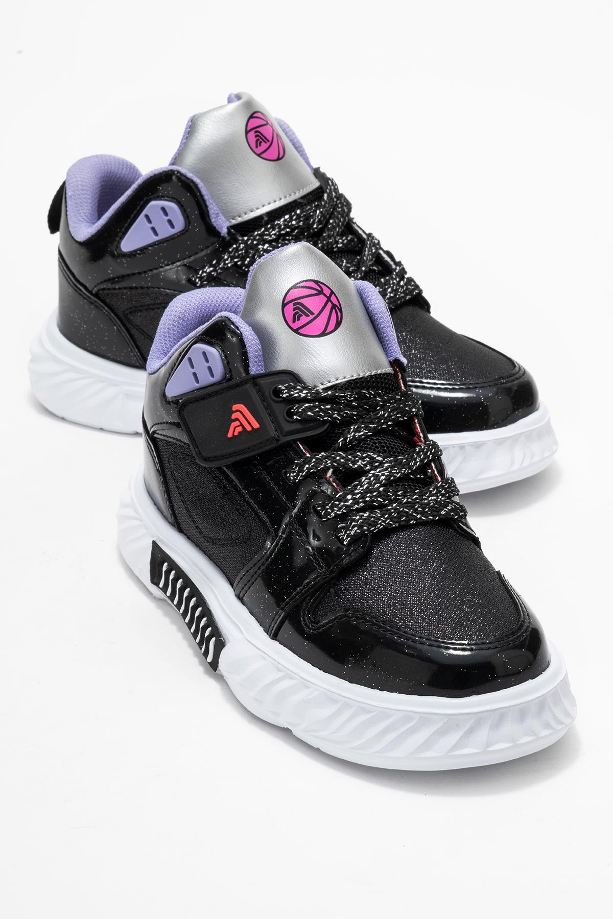 Işıklı Çocuk Spor Ayakkabı SİYAH BEYAZ SİMLİ - Görsel 2