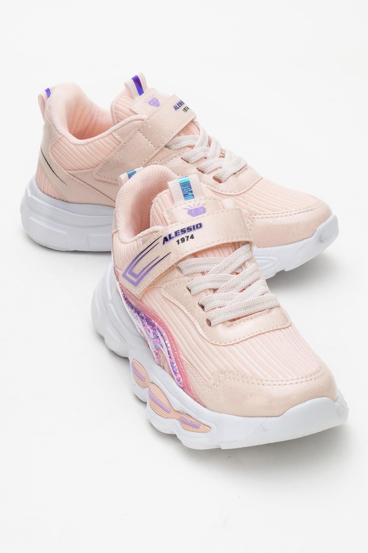 Cırtlı Bağlı Anorak Çocuk Spor Ayakkabı 26-30 PUDRA BEYAZ - Görsel 2