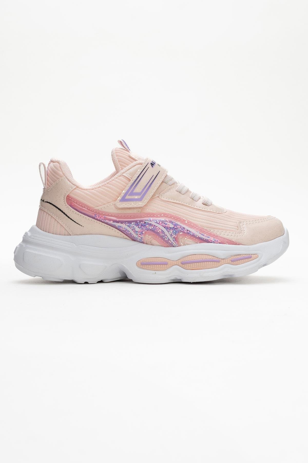 Cırtlı Bağlı Anorak Çocuk Spor Ayakkabı 26-30 PUDRA BEYAZ - Görsel 3