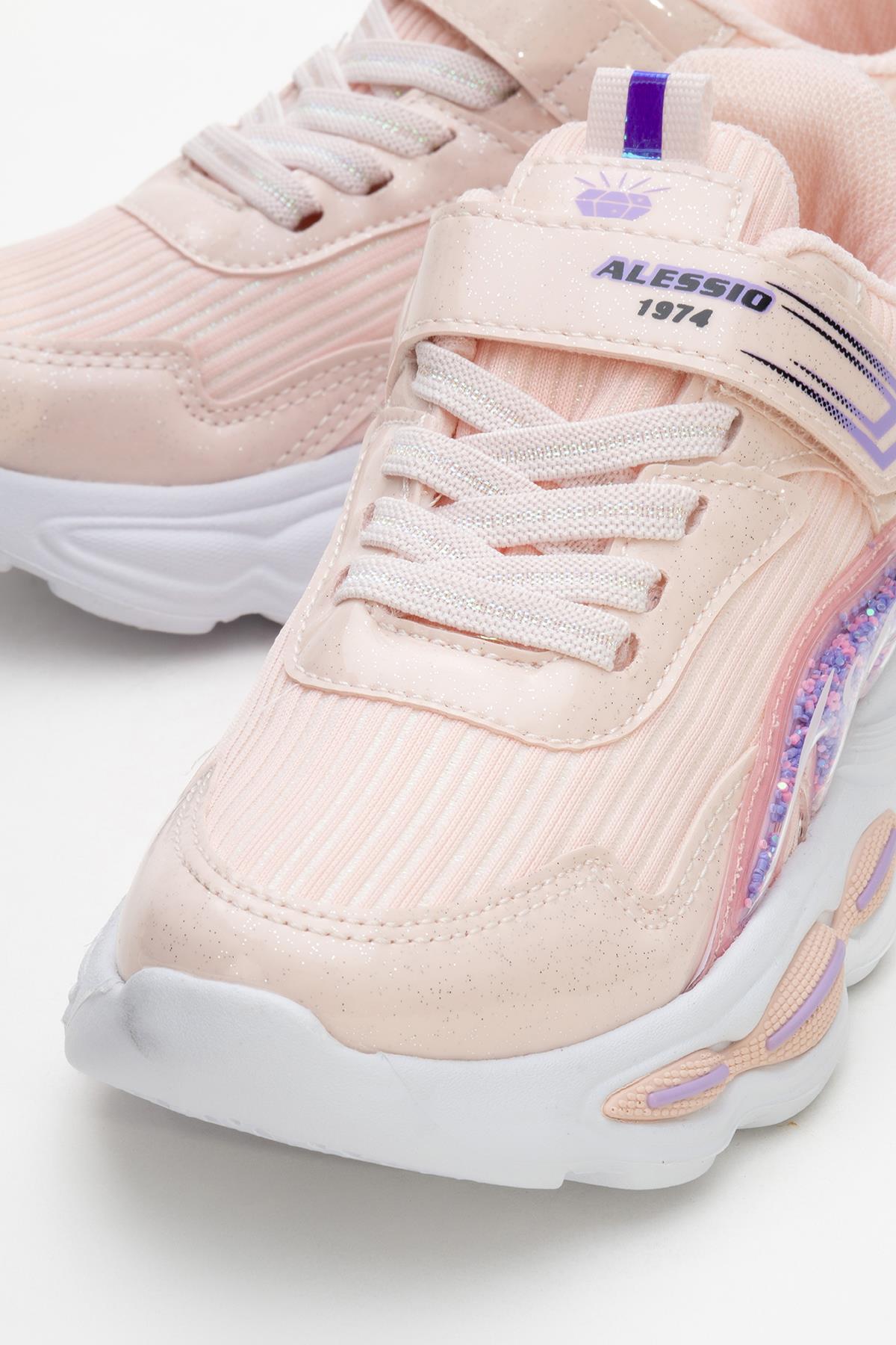 Cırtlı Bağlı Anorak Çocuk Spor Ayakkabı 26-30 PUDRA BEYAZ - Görsel 4