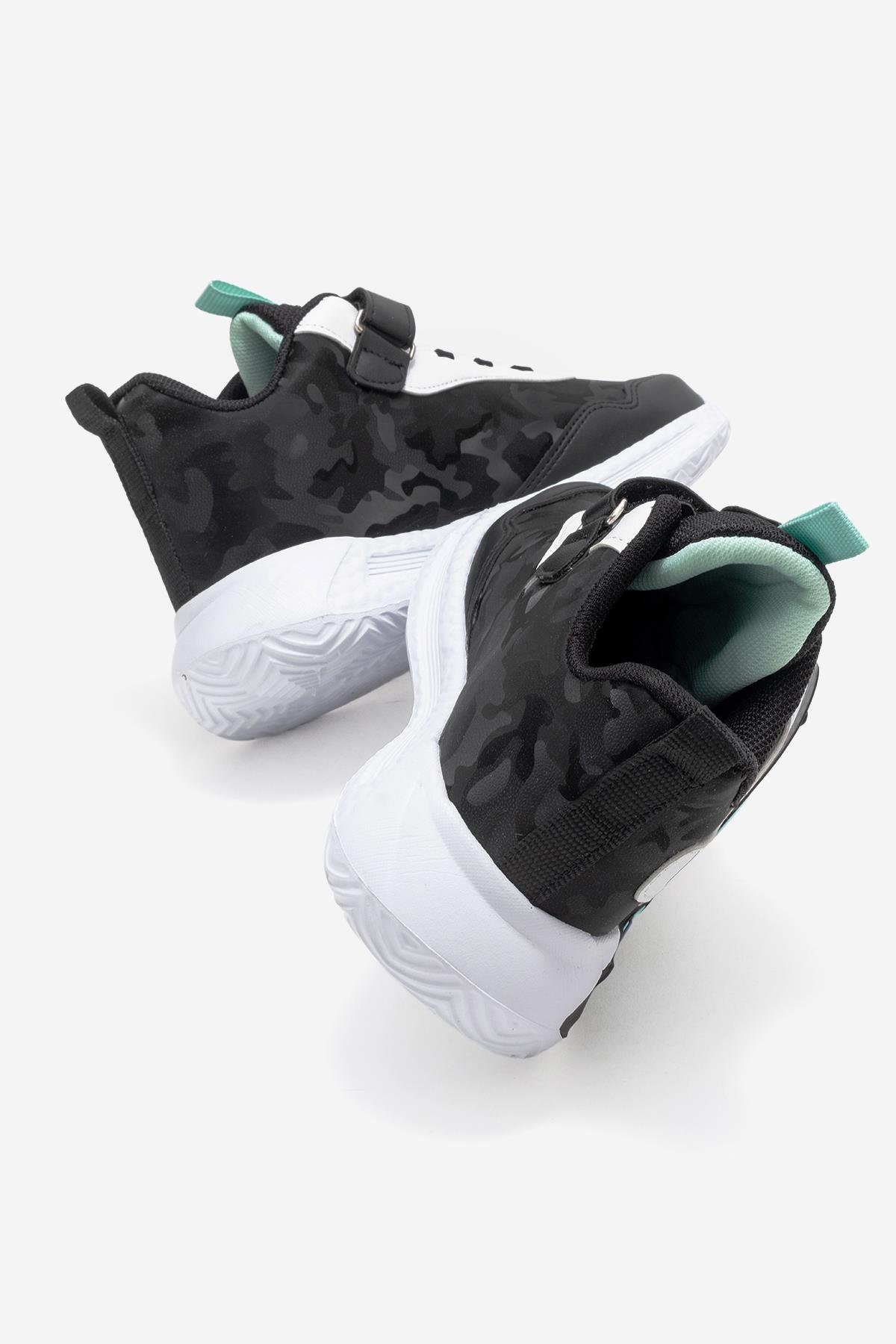 3 Çizgili Cırtlı Çocuk Spor Ayakkabı 30-35 SİYAH YEŞİL ORANJ - Görsel 5