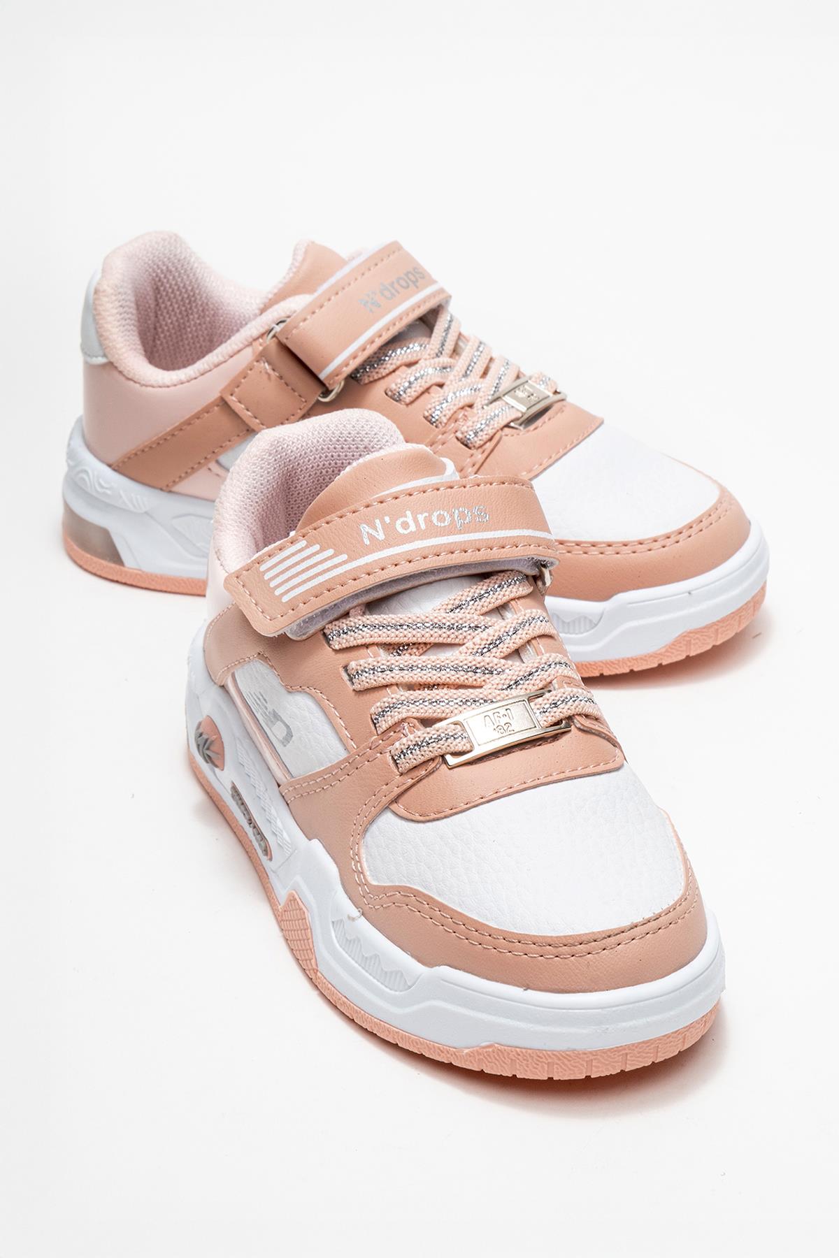 Cırtlı Çocuk Spor Ayakkabı ; BEYAZ PUDRA - Görsel 2
