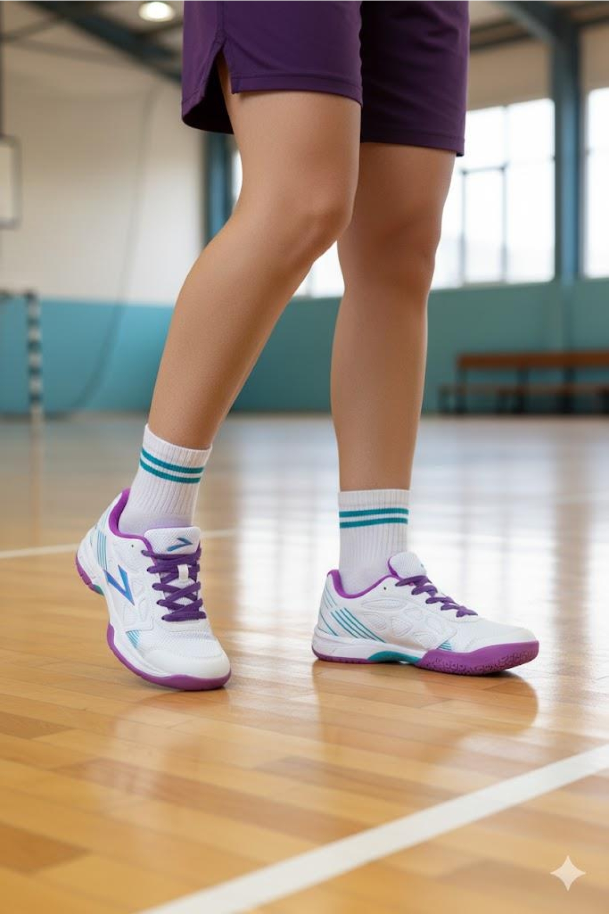 Efes Beyaz Fuşya Kauçuk Taban Voleybol ayakkabısı Salon Ayakkabısı Kadın Ayakkabı - Görsel 4