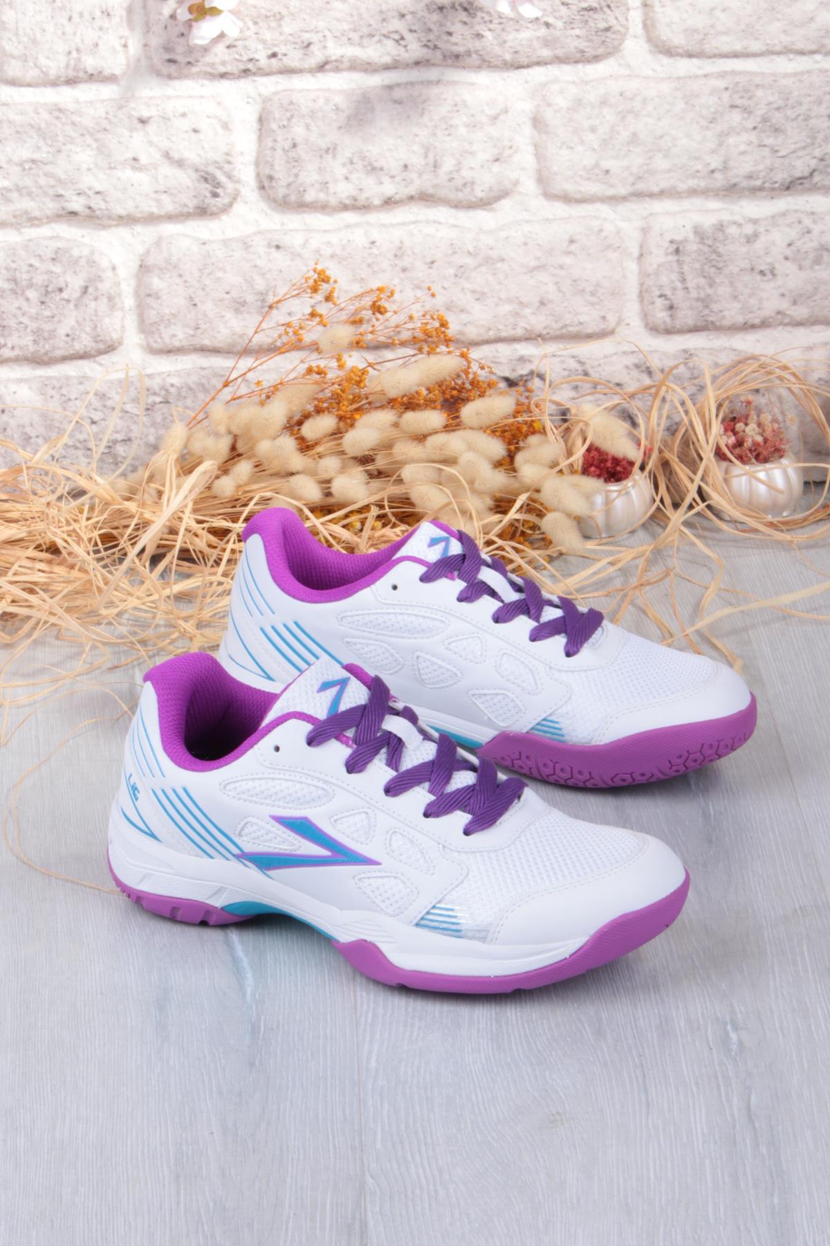 Efes Beyaz Fuşya Kauçuk Taban Voleybol ayakkabısı Salon Ayakkabısı Kadın Ayakkabı - Görsel 6