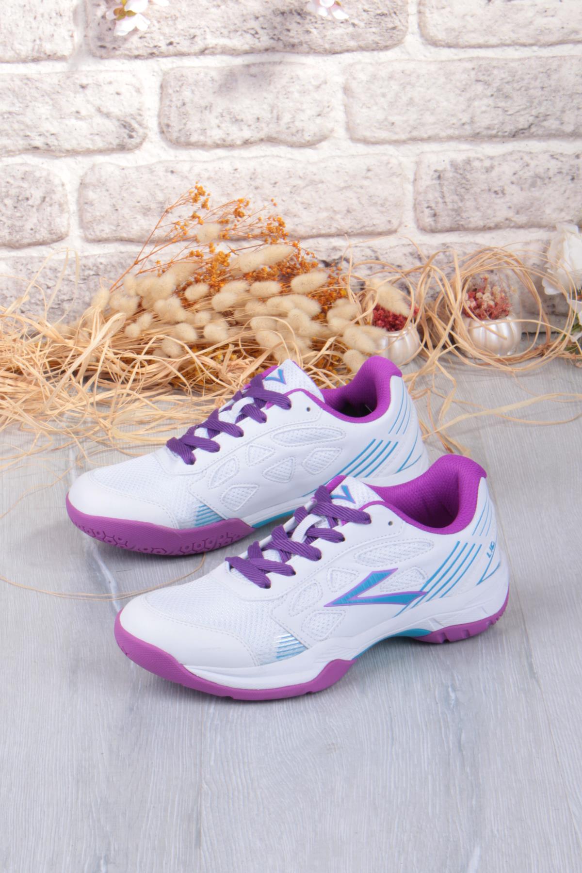 Efes Beyaz Fuşya Kauçuk Taban Voleybol ayakkabısı Salon Ayakkabısı Kadın Ayakkabı - Görsel 8