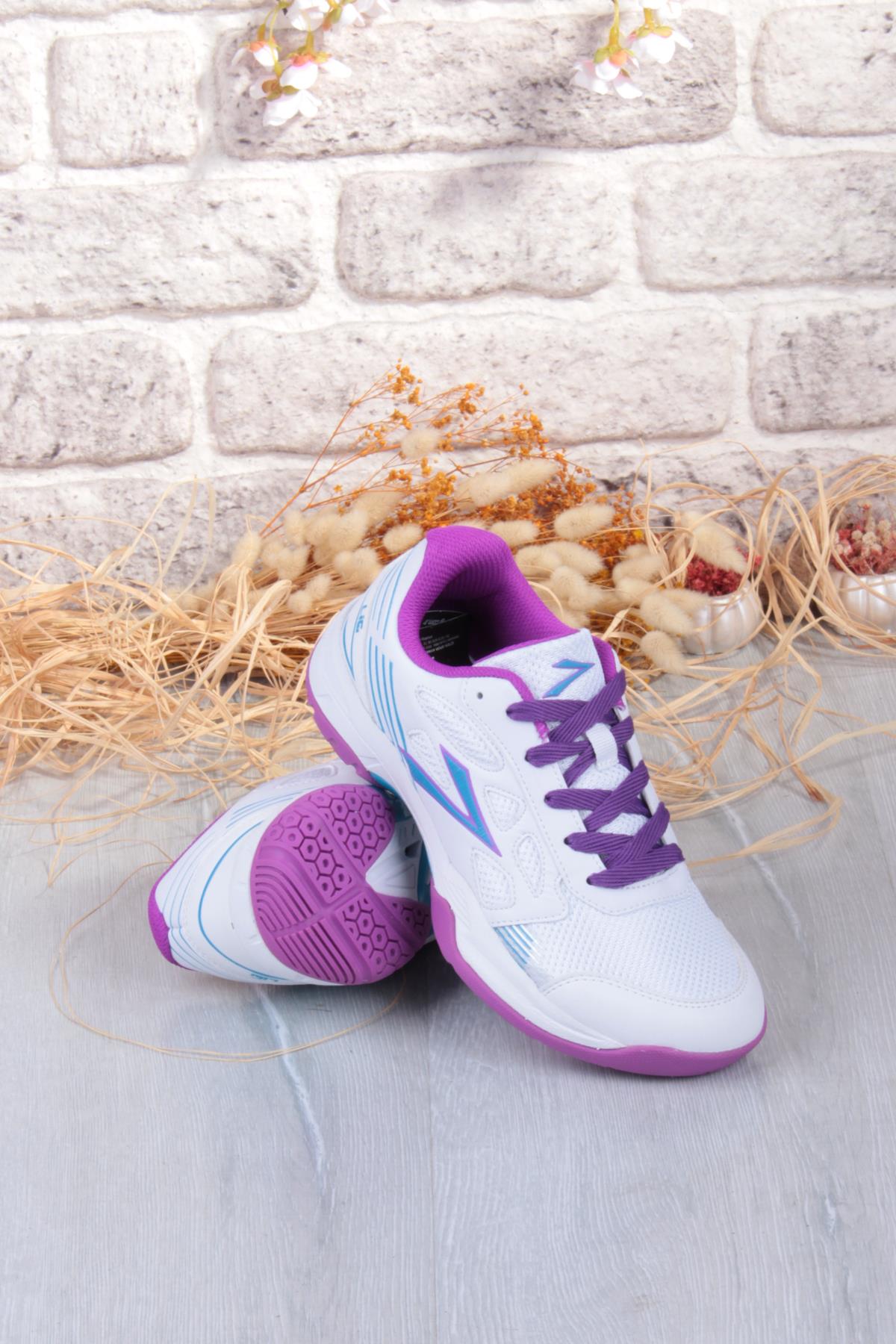 Efes Beyaz Fuşya Kauçuk Taban Voleybol ayakkabısı Salon Ayakkabısı Kadın Ayakkabı - Görsel 9