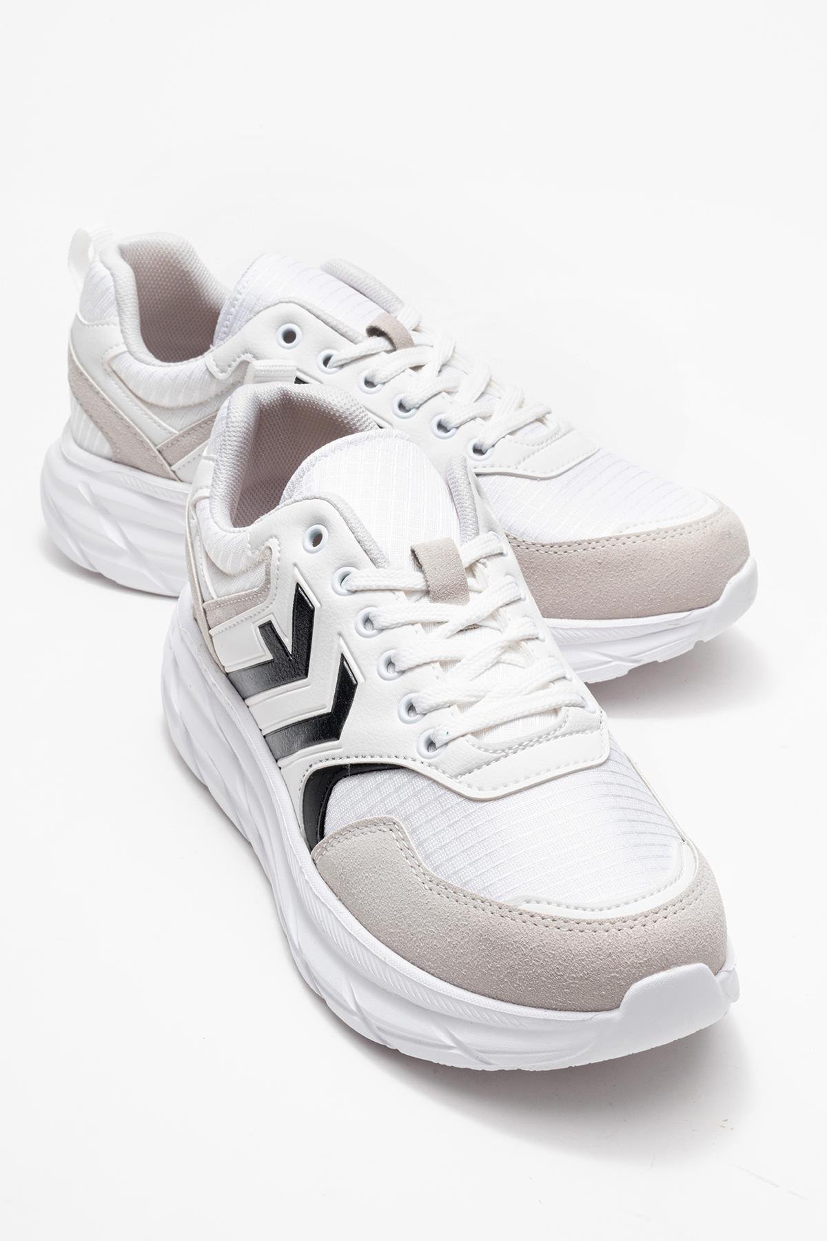 Bağcıklı Erkek Spor Ayakkabı BEYAZ SİYAH - Görsel 2