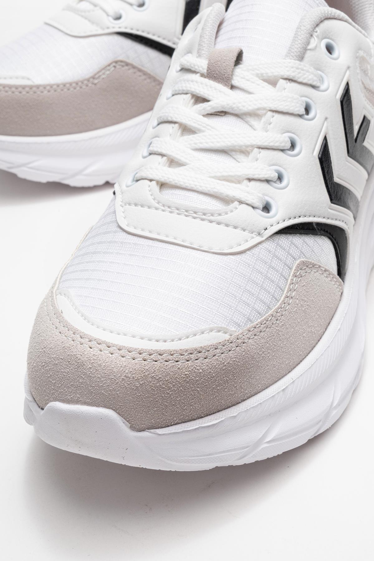 Bağcıklı Erkek Spor Ayakkabı BEYAZ SİYAH - Görsel 4