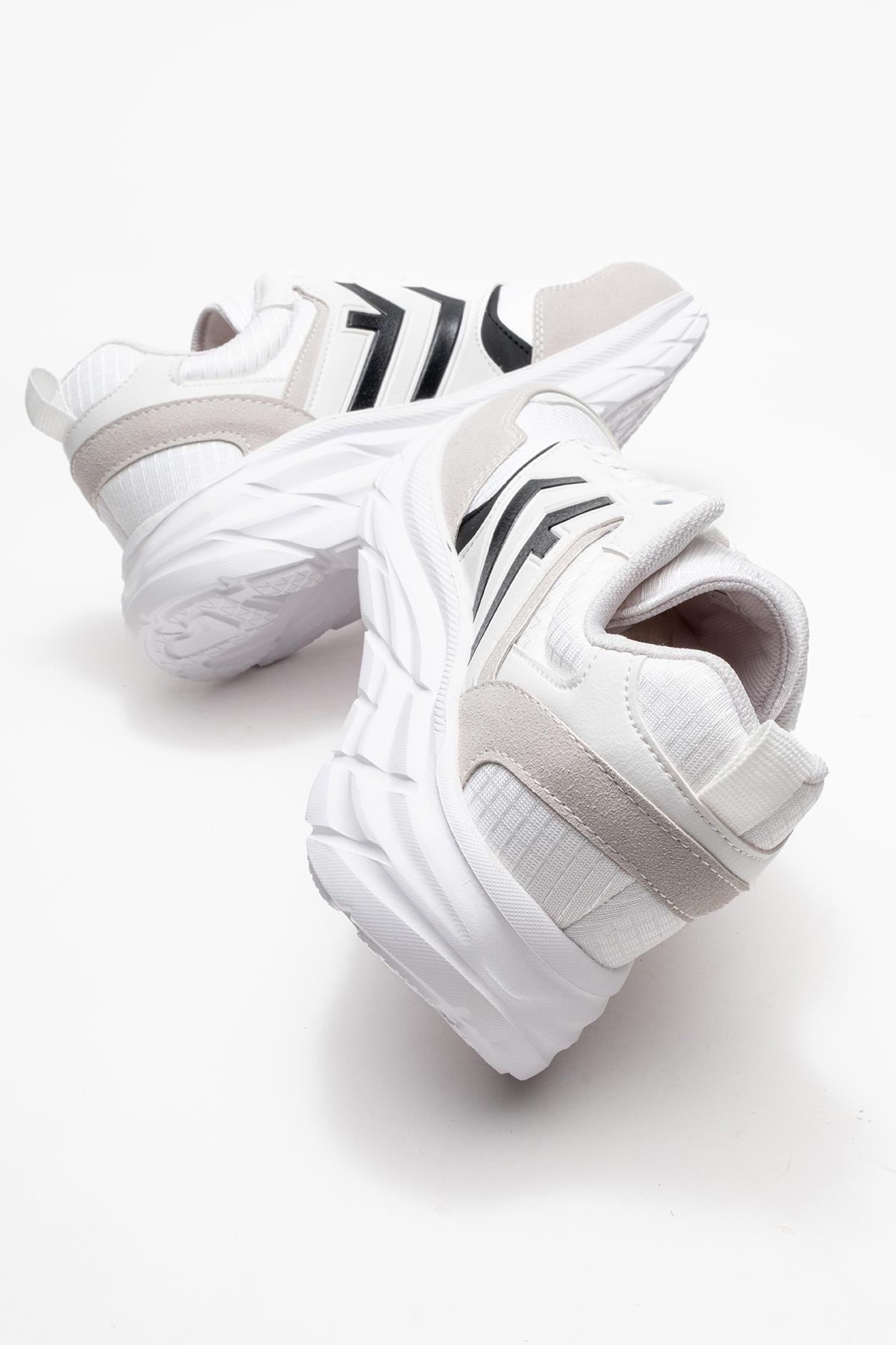Bağcıklı Erkek Spor Ayakkabı BEYAZ SİYAH - Görsel 5