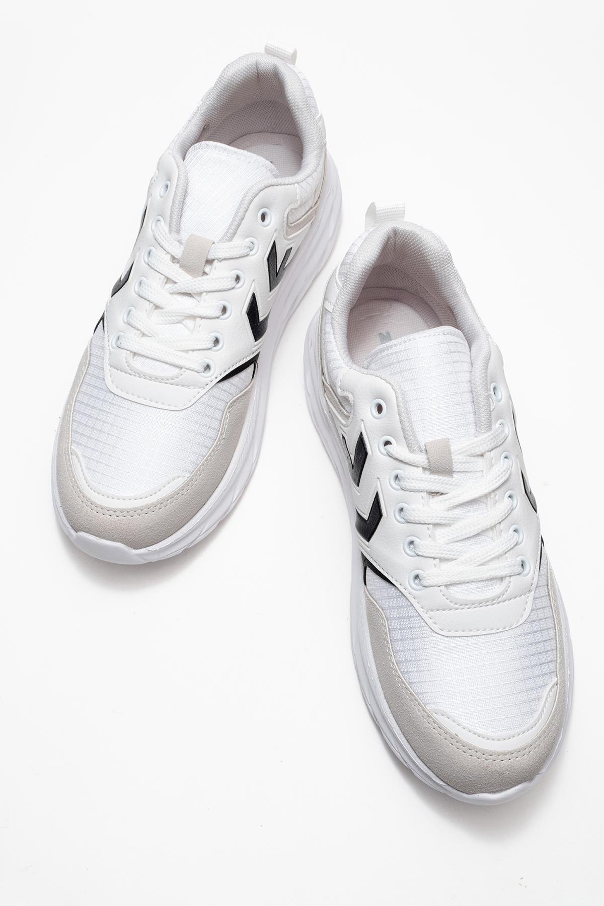 Bağcıklı Erkek Spor Ayakkabı BEYAZ SİYAH - Görsel 6