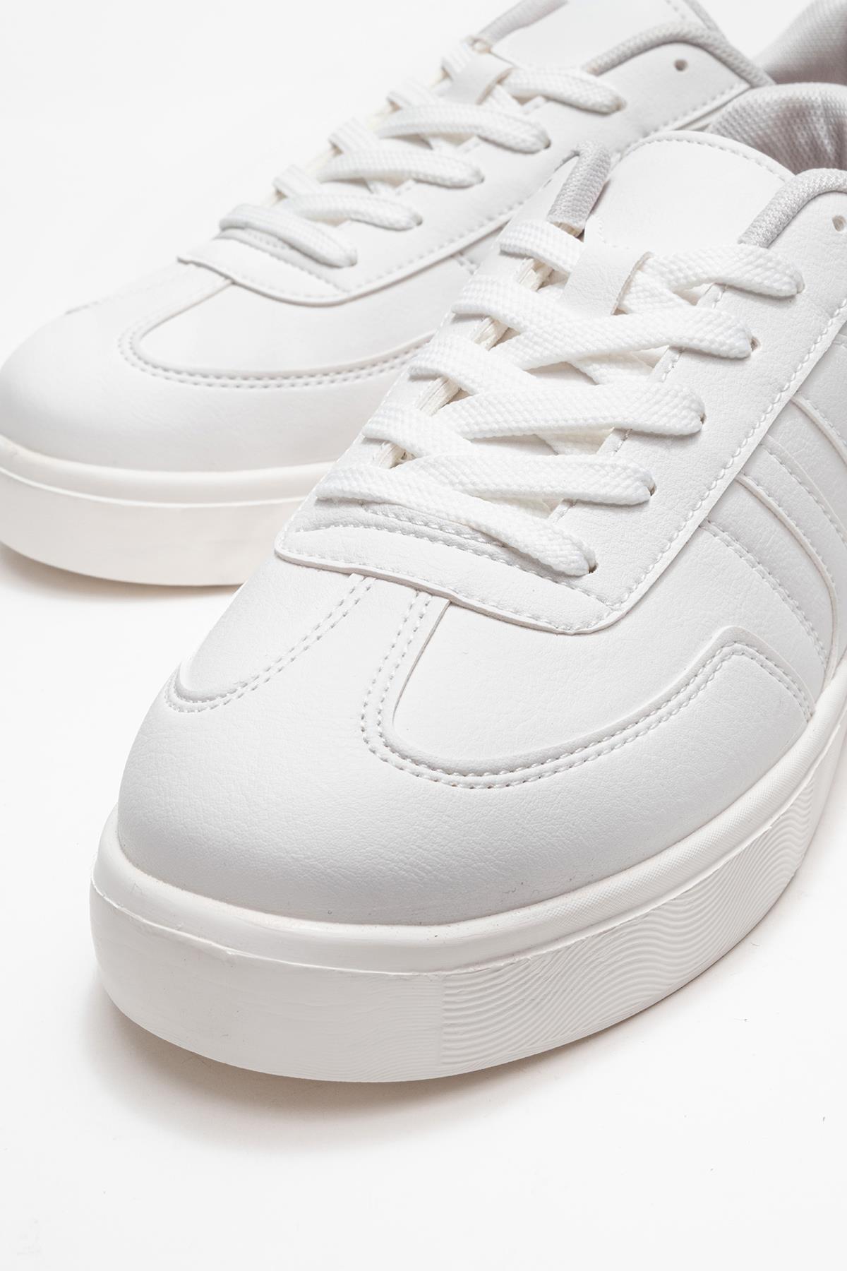 Bağcıklı Erkek Spor Ayakkabı BEYAZ BEYAZ - Görsel 4