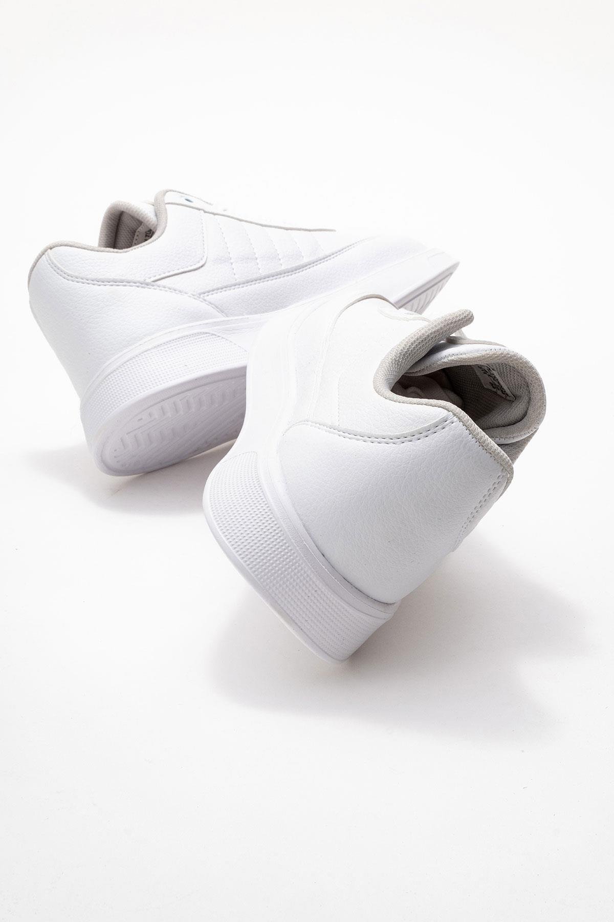 Yan Dikişli Bağcıklı Erkek Spor Ayakkabı; BEYAZ BEYAZ - Görsel 5