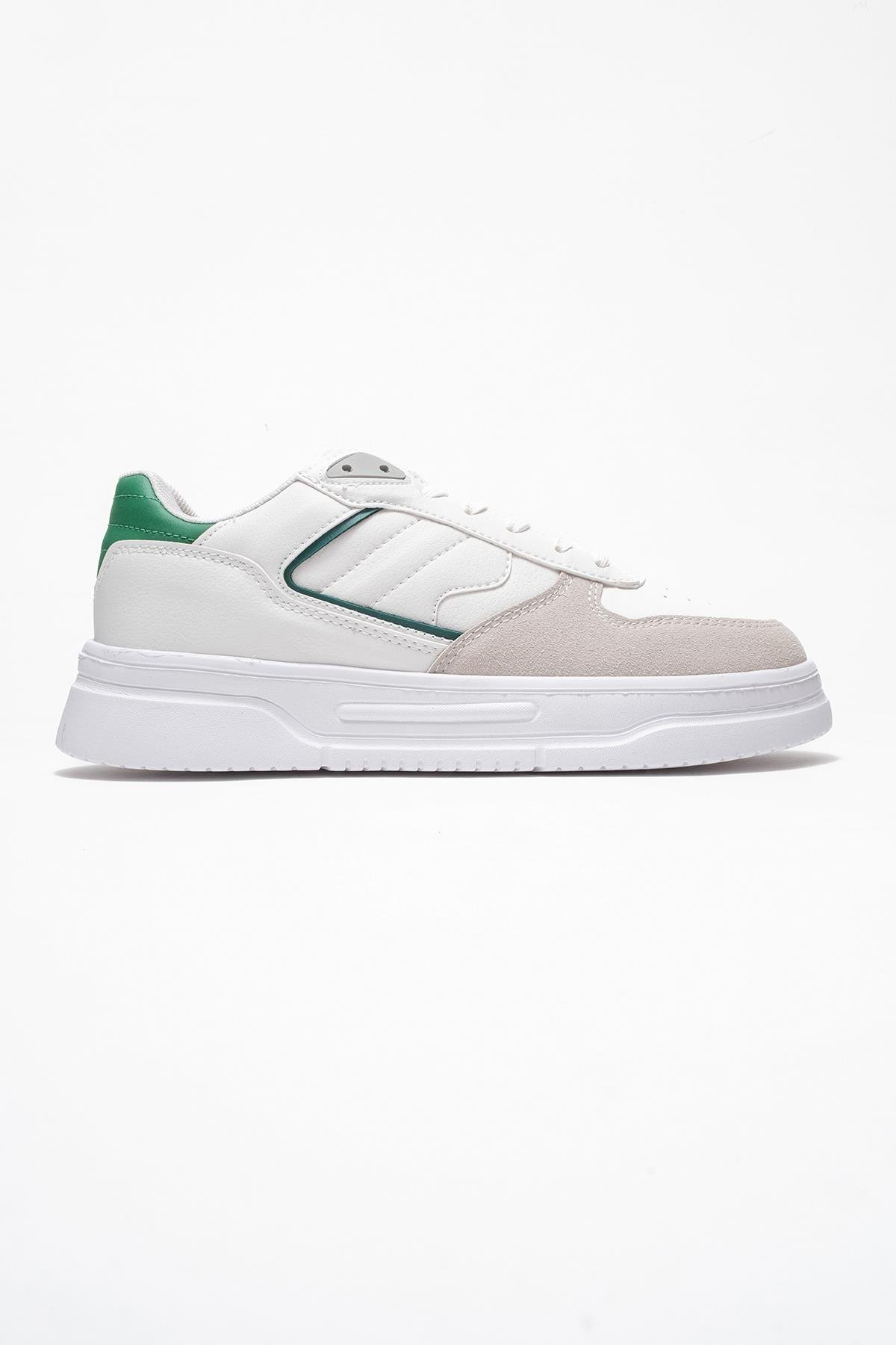 Bağcıklı Erkek Spor Ayakkabı BEYAZ YEŞİL - Görsel 3