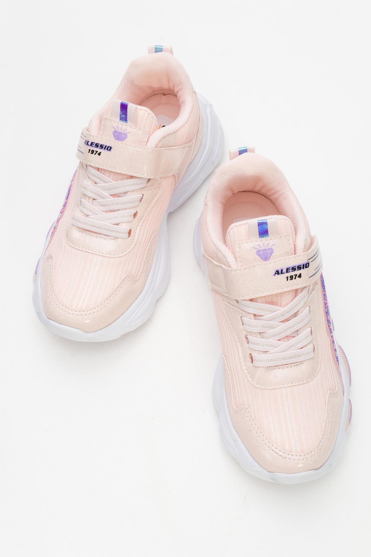 Cırtlı Bağlı Anorak Çocuk Spor Ayakkabı 26-30 PUDRA BEYAZ - Görsel 6