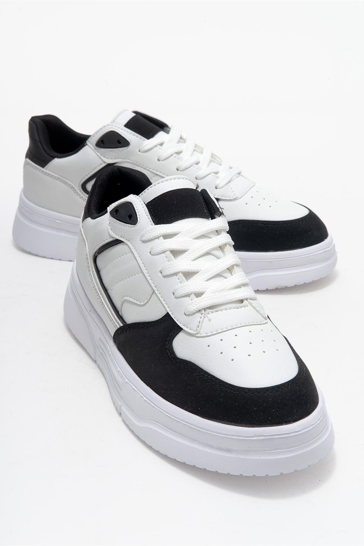 Bağcıklı Erkek Spor Ayakkabı BEYAZ SİYAH - Görsel 2