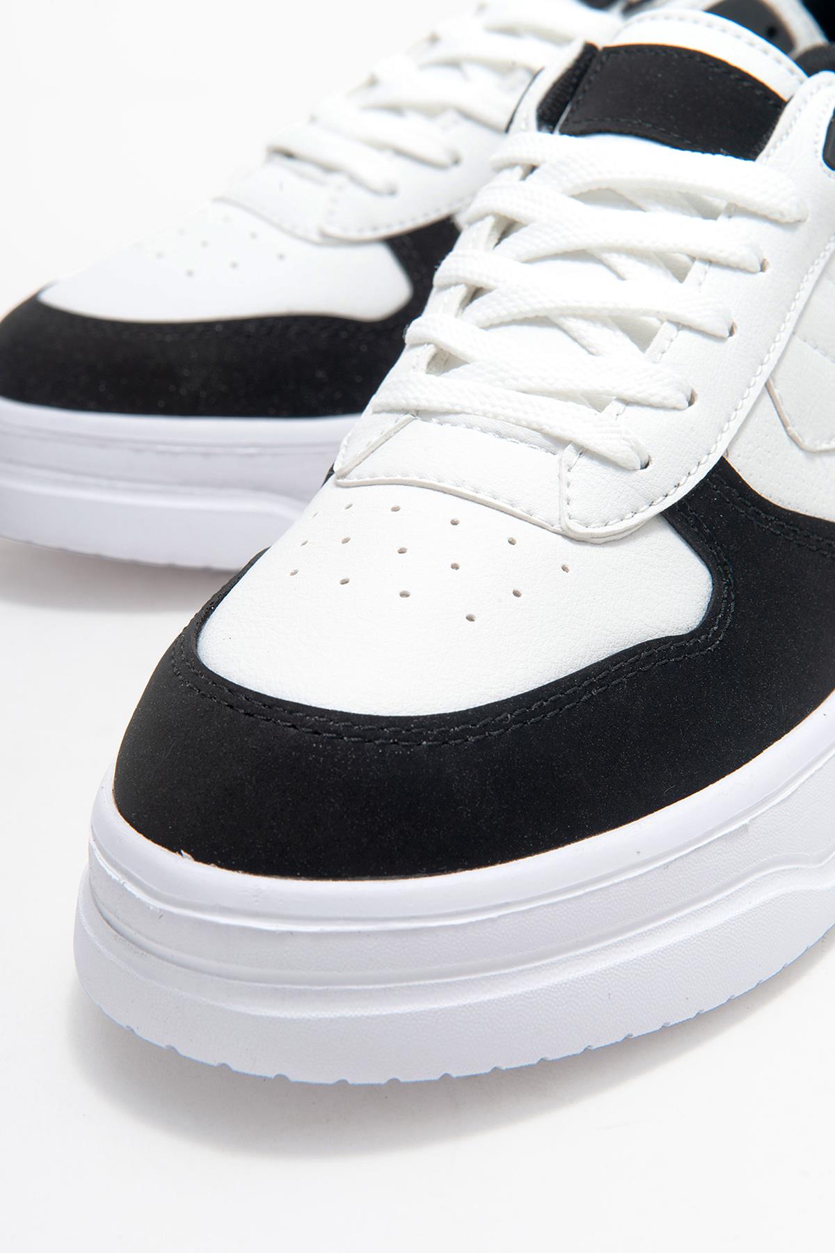 Bağcıklı Erkek Spor Ayakkabı BEYAZ SİYAH - Görsel 4