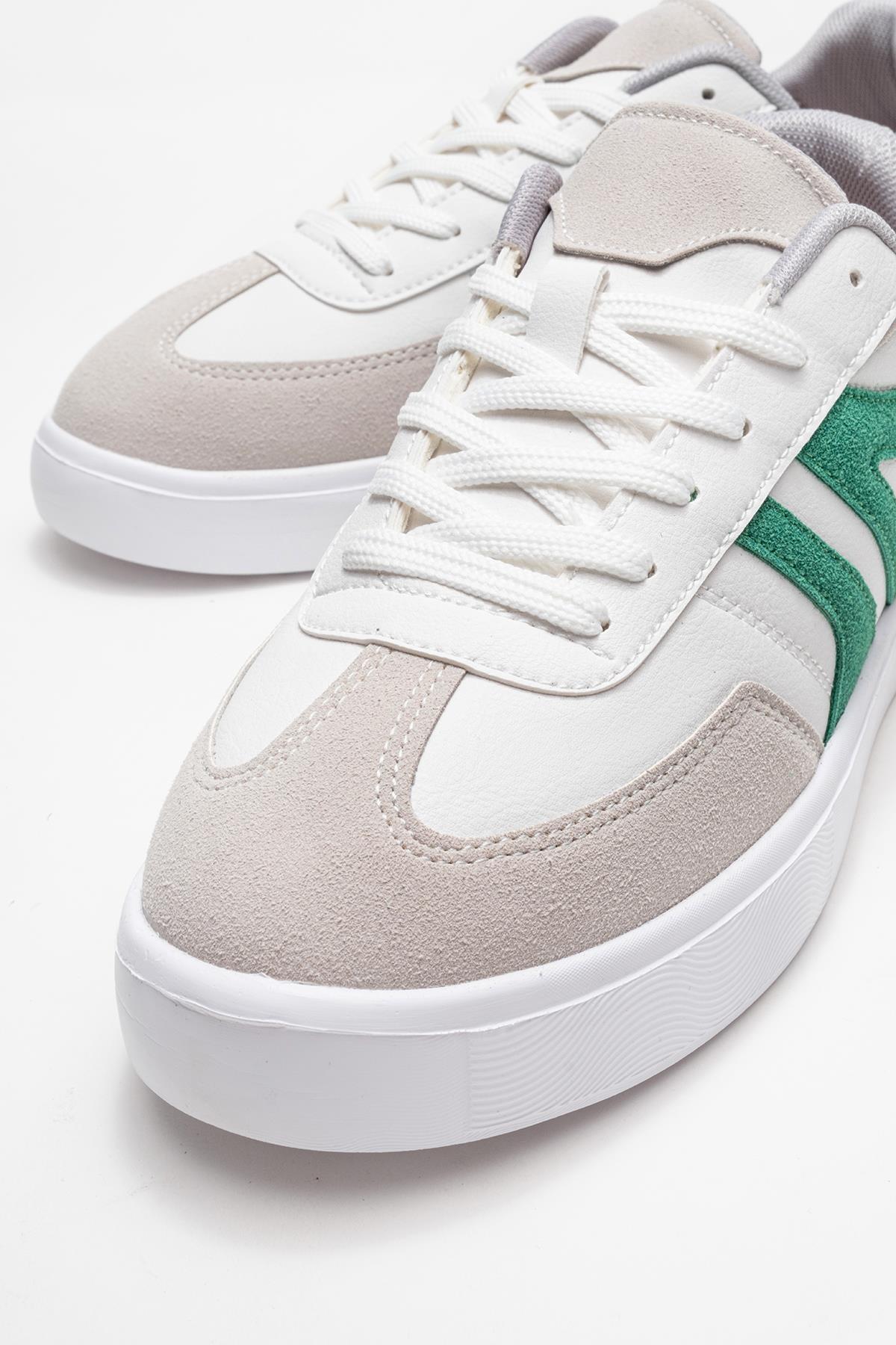 Bağcıklı Erkek Spor Ayakkabı BEYAZ YEŞİL - Görsel 4