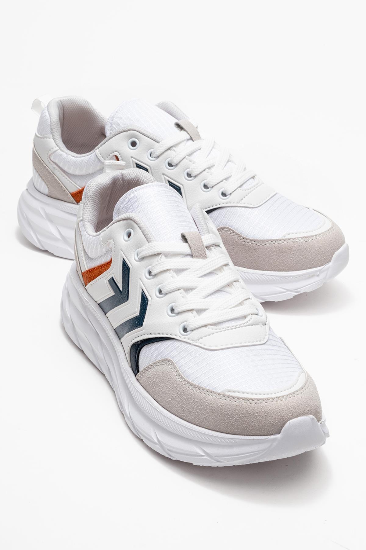 Bağcıklı Erkek Spor Ayakkabı SİYAH BEYAZ SİYAH TABAN - Görsel 2