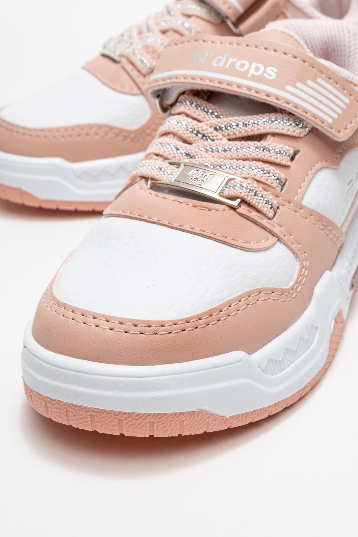 Cırtlı Çocuk Spor Ayakkabı ; BEYAZ PUDRA - Görsel 4