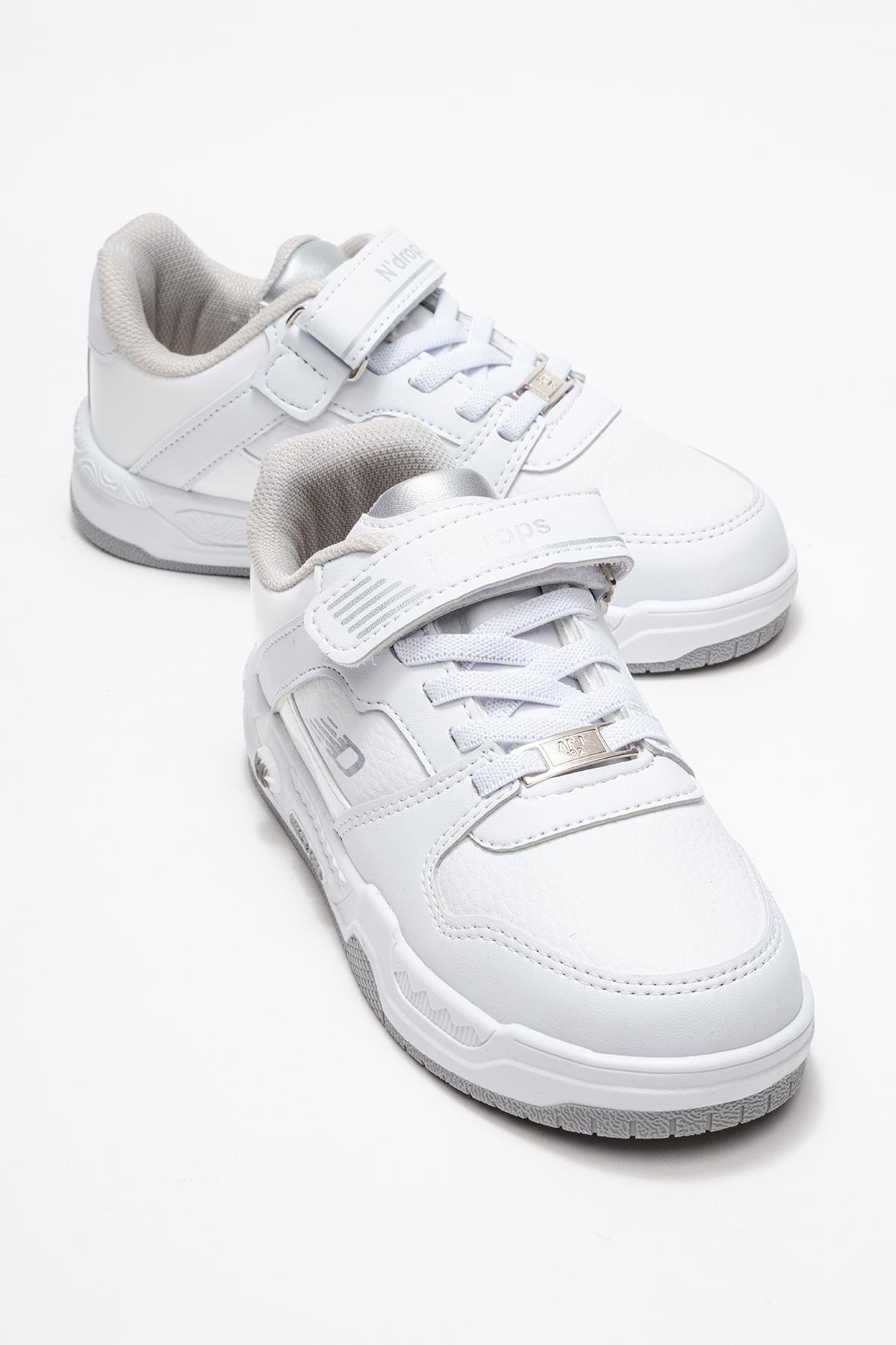 Cırtlı Çocuk Spor Ayakkabı ; BEYAZ GRİ - Görsel 2