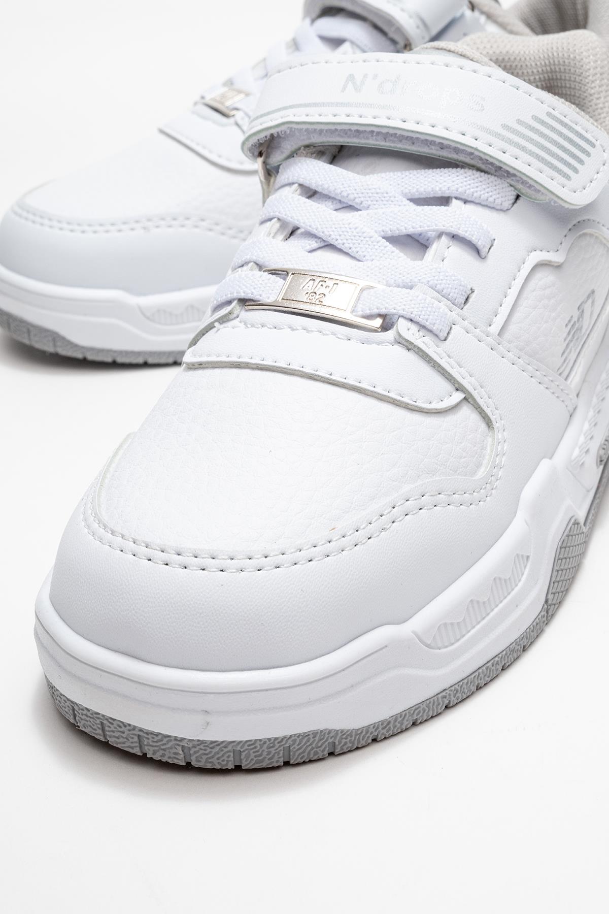 Cırtlı Çocuk Spor Ayakkabı ; BEYAZ GRİ - Görsel 4