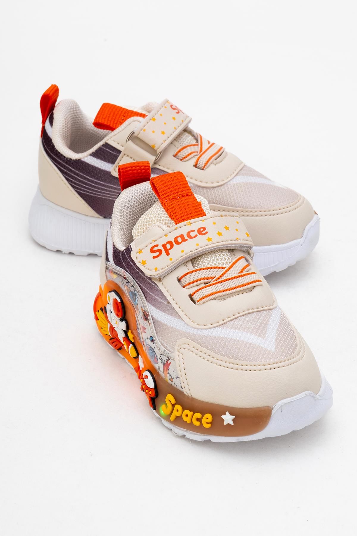 Çocuk Anorak Işıklı Spor Ayakkabı 21-25 BEJ KAHVE - Görsel 2