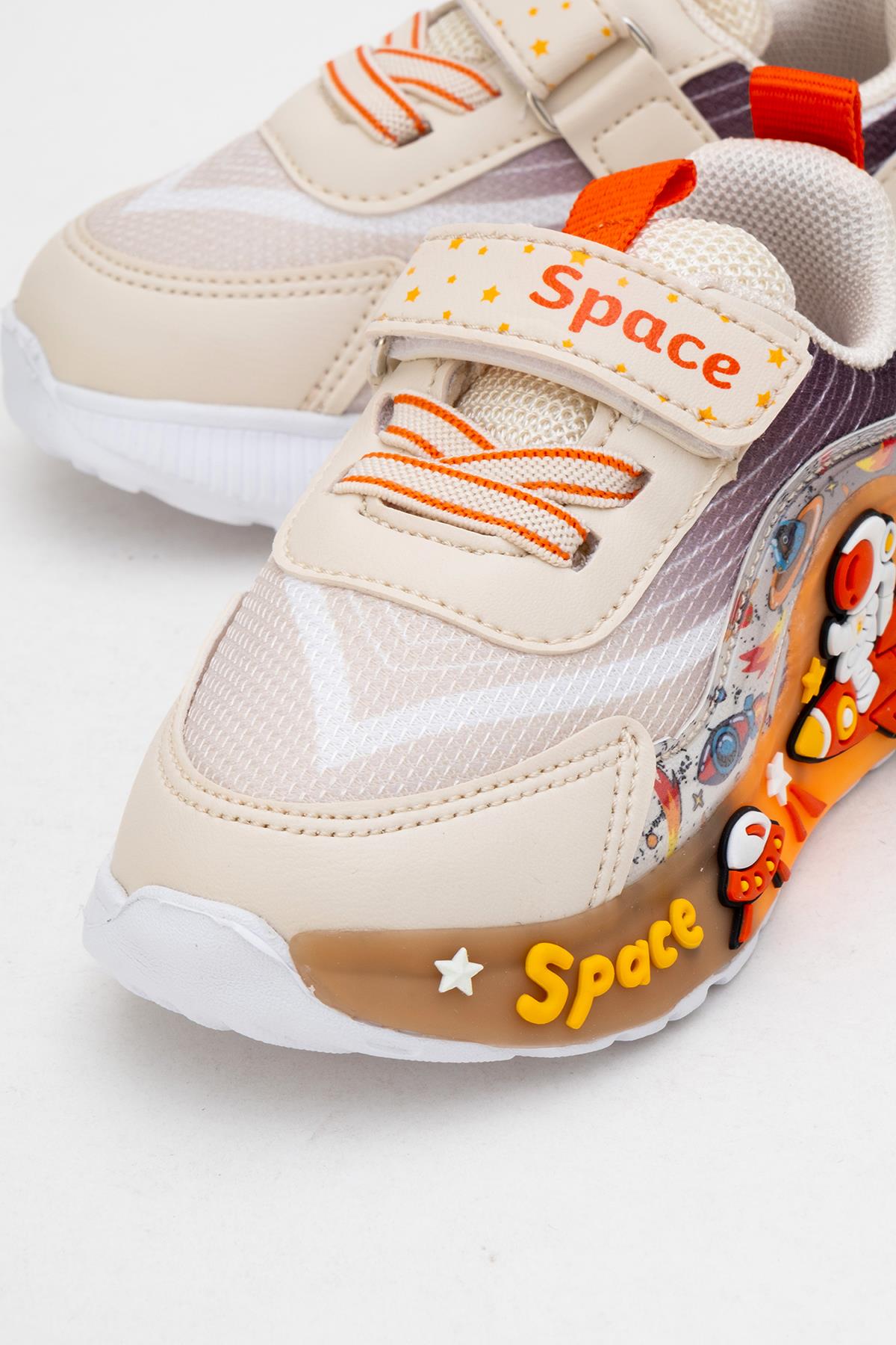 Çocuk Anorak Işıklı Spor Ayakkabı 21-25 BEJ KAHVE - Görsel 4