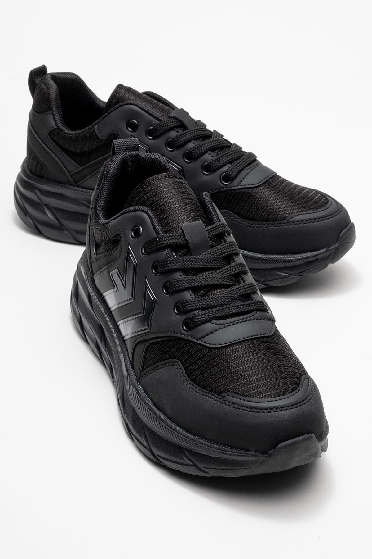 Bağcıklı Erkek Spor Ayakkabı SİYAH SİYAH - Görsel 2